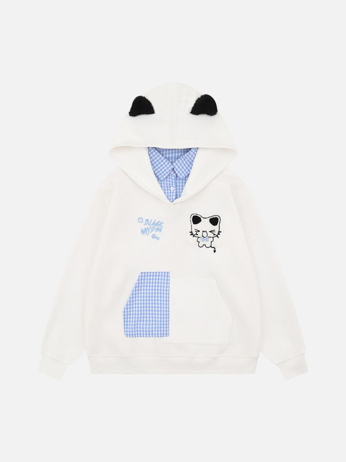 Haaura Wow Cat Plaid Hoodie