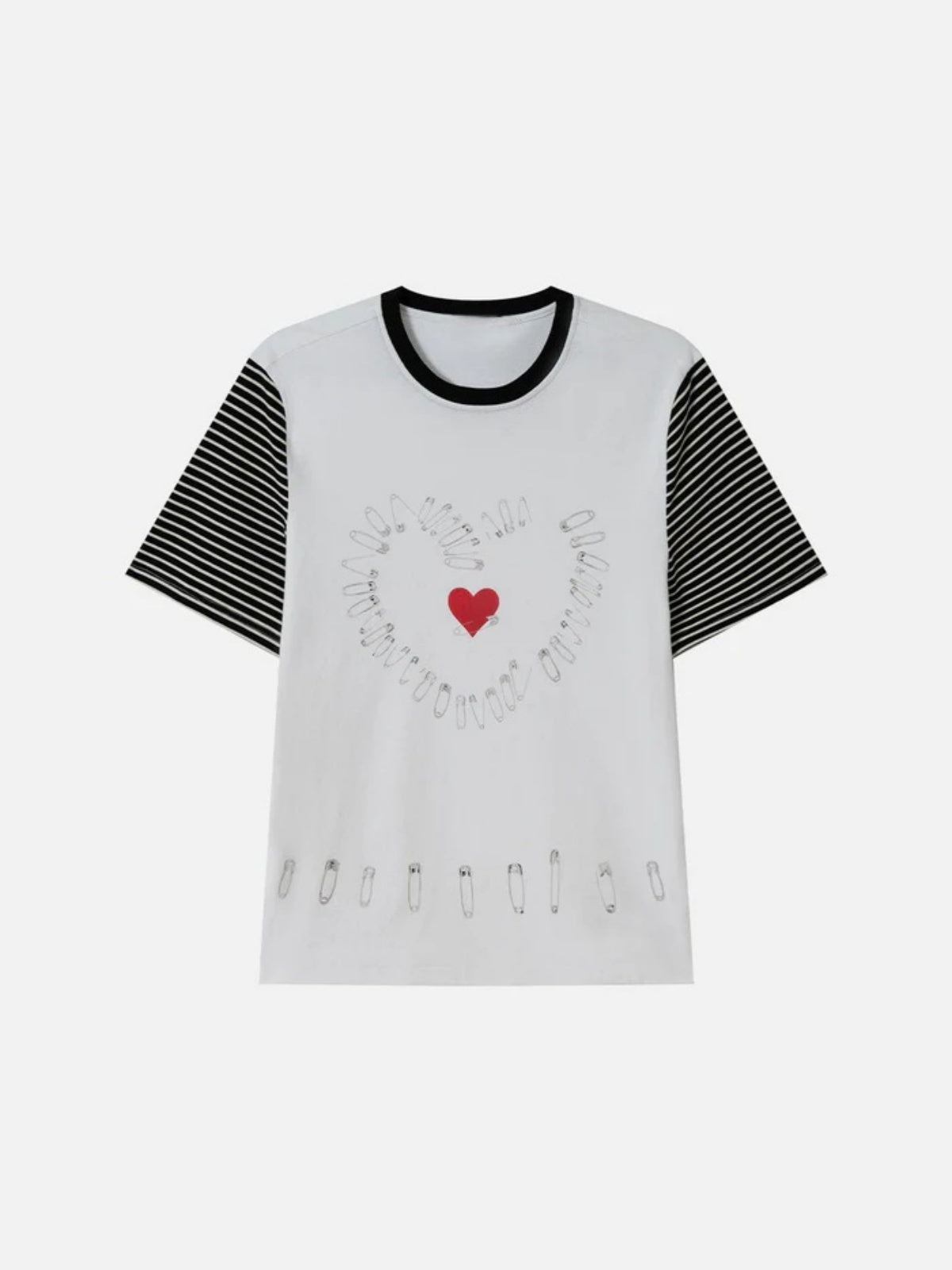 Haaura Safety Pin Heart Stripe Tee