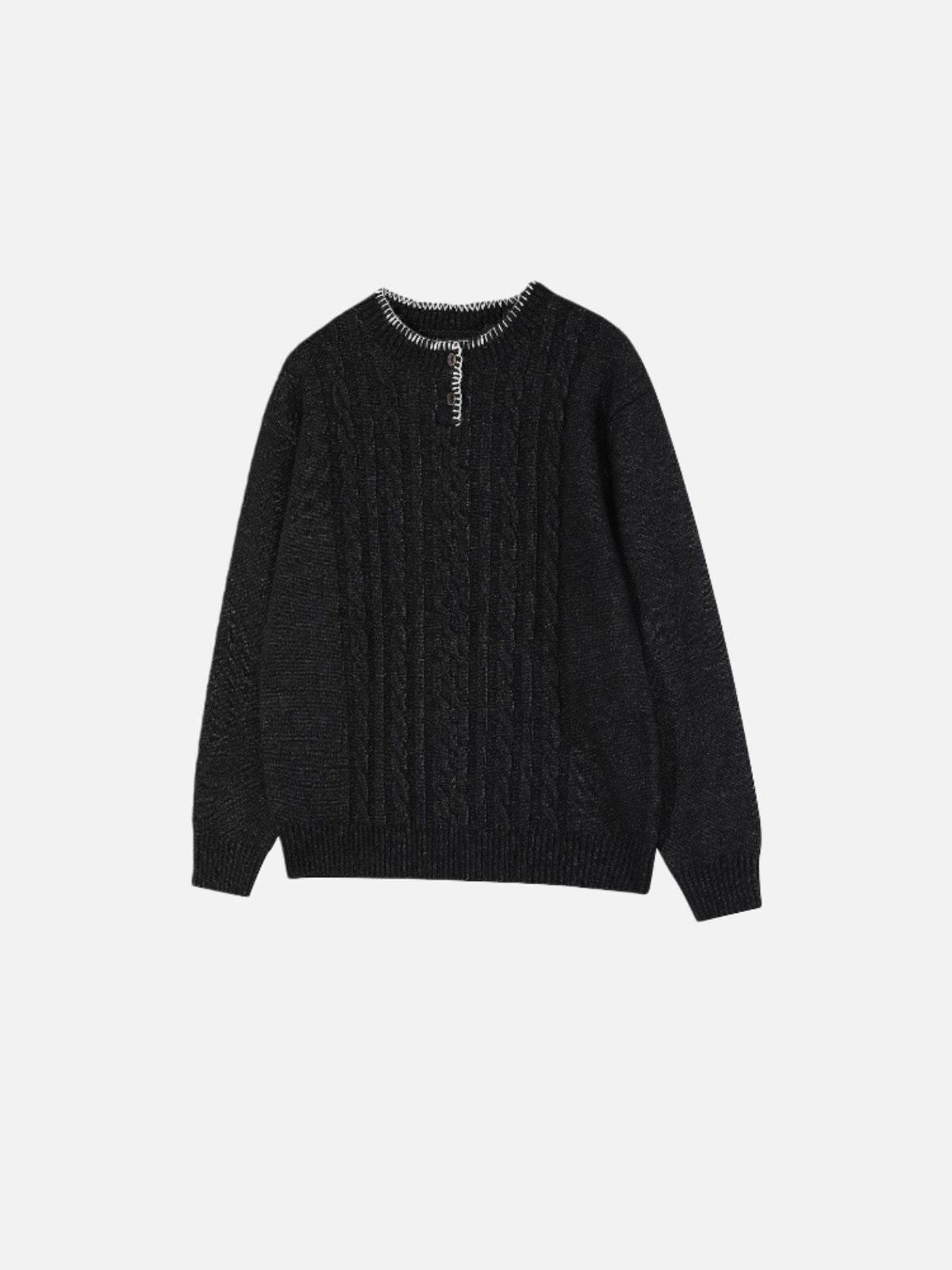 Pull Henley en maille torsadée Haaura