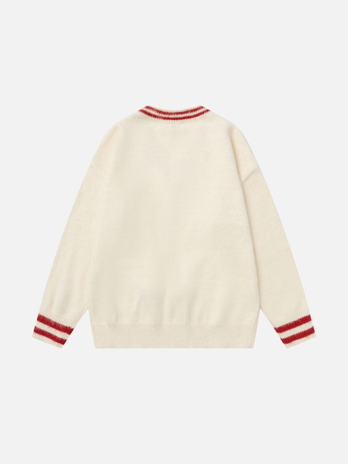 Haaura Plush Bear Pom-Pom Ribbon Trim Sweater