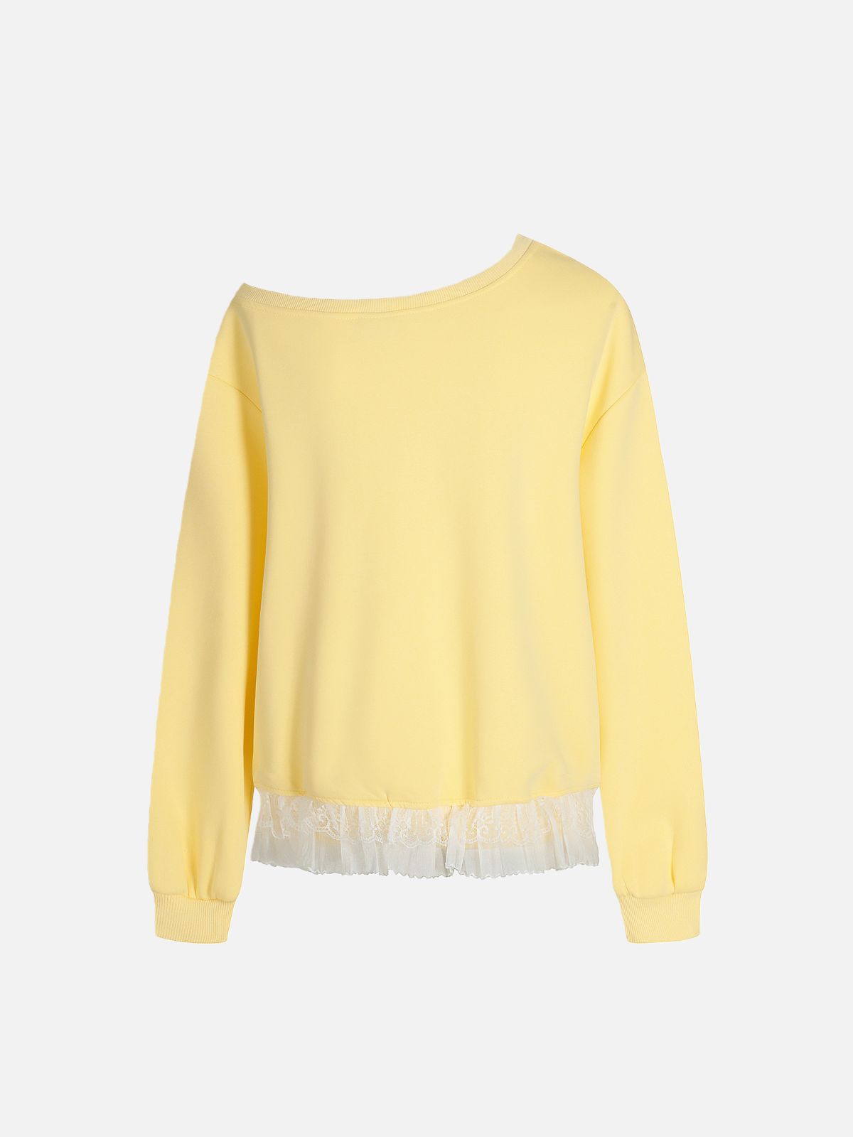 Haaura Star Off-Shoulder Lace Trim Hoodie