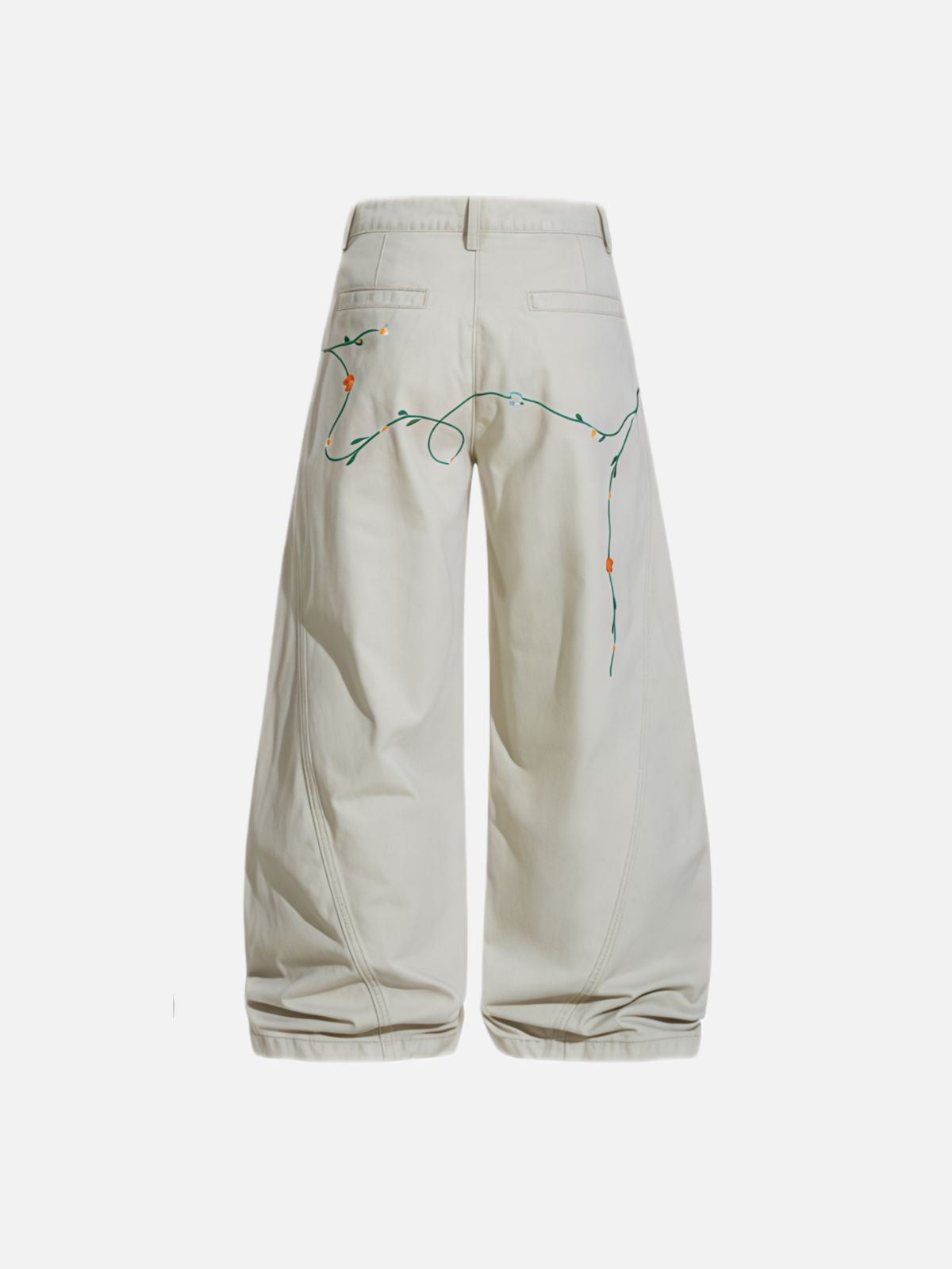 Haaura Botanical Floral Embroidery Baggy Pants