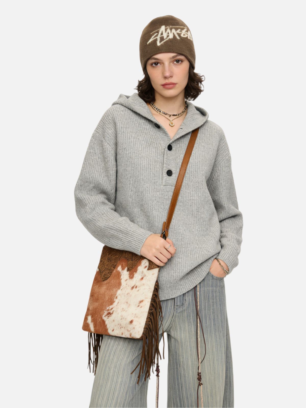 Bohemian Fringe Shearling Crossbody Bag