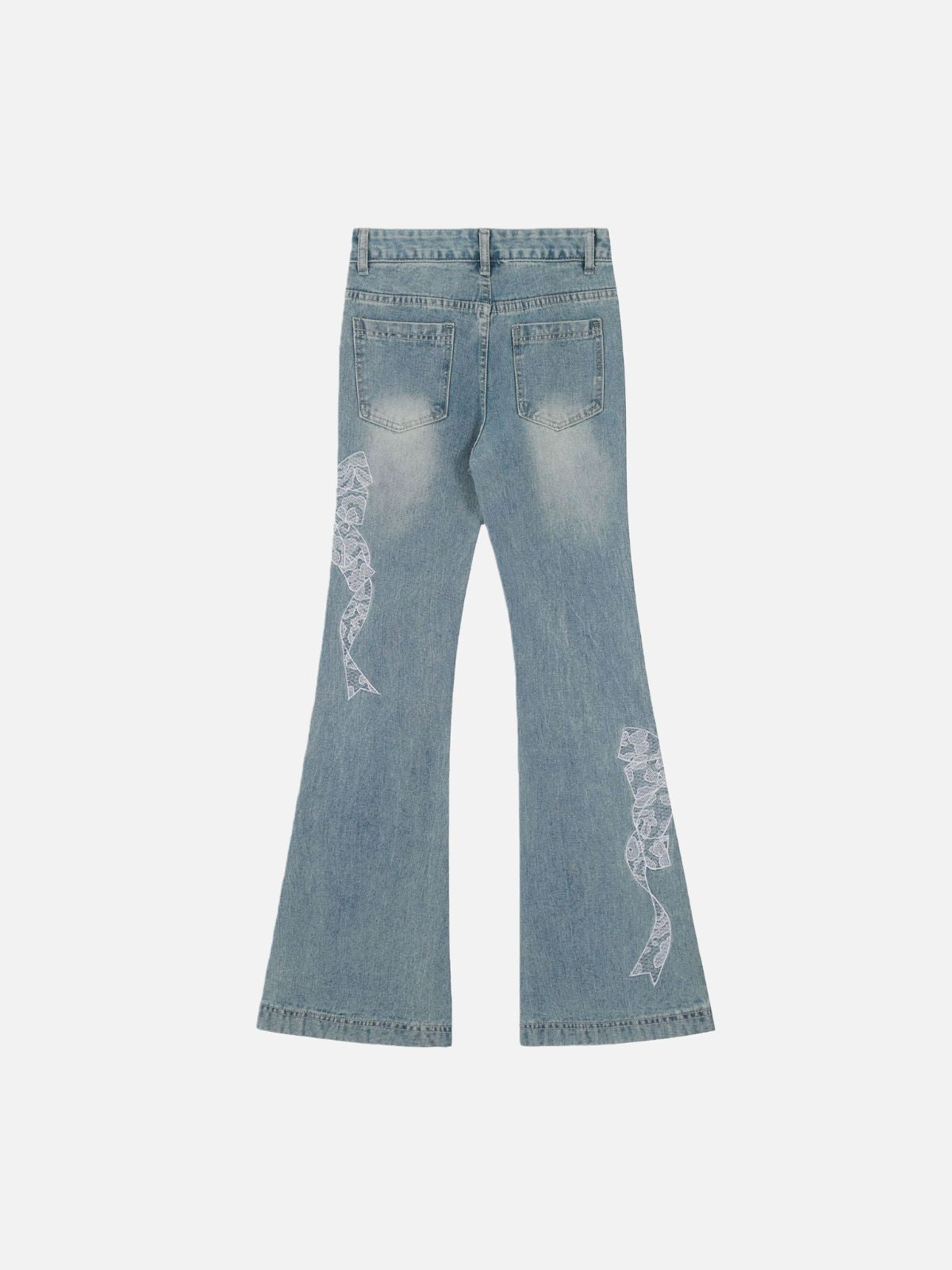 Haaura Light Blue Lace Bow Flared Jeans