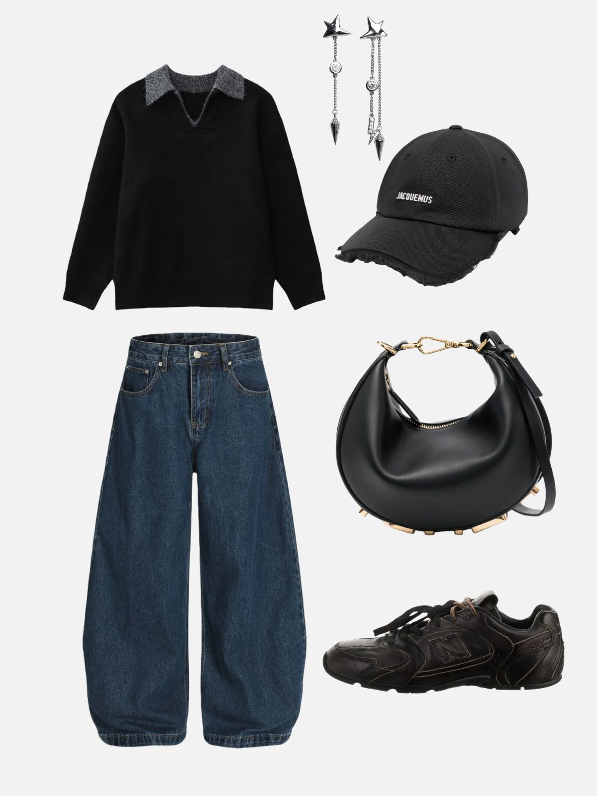 Haaura Metal Button Fly Super Baggy Jeans