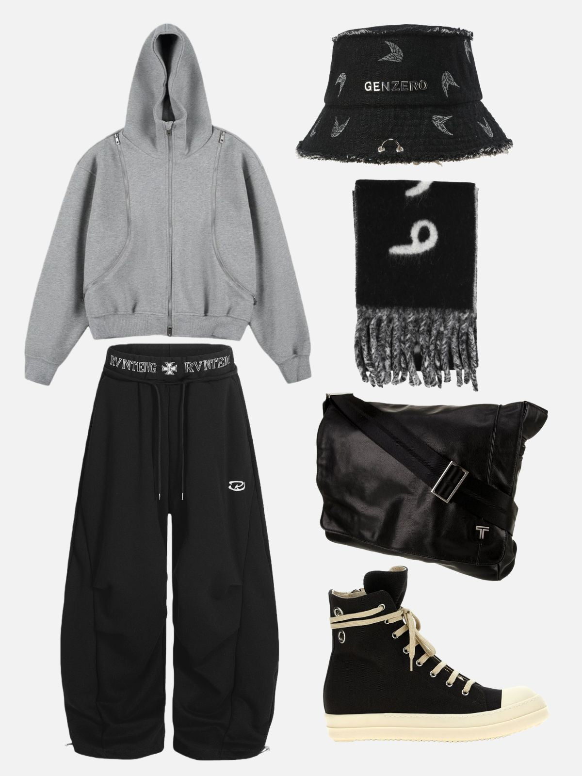 Haaura Deconstructive Boxy Zip Up Hoodie