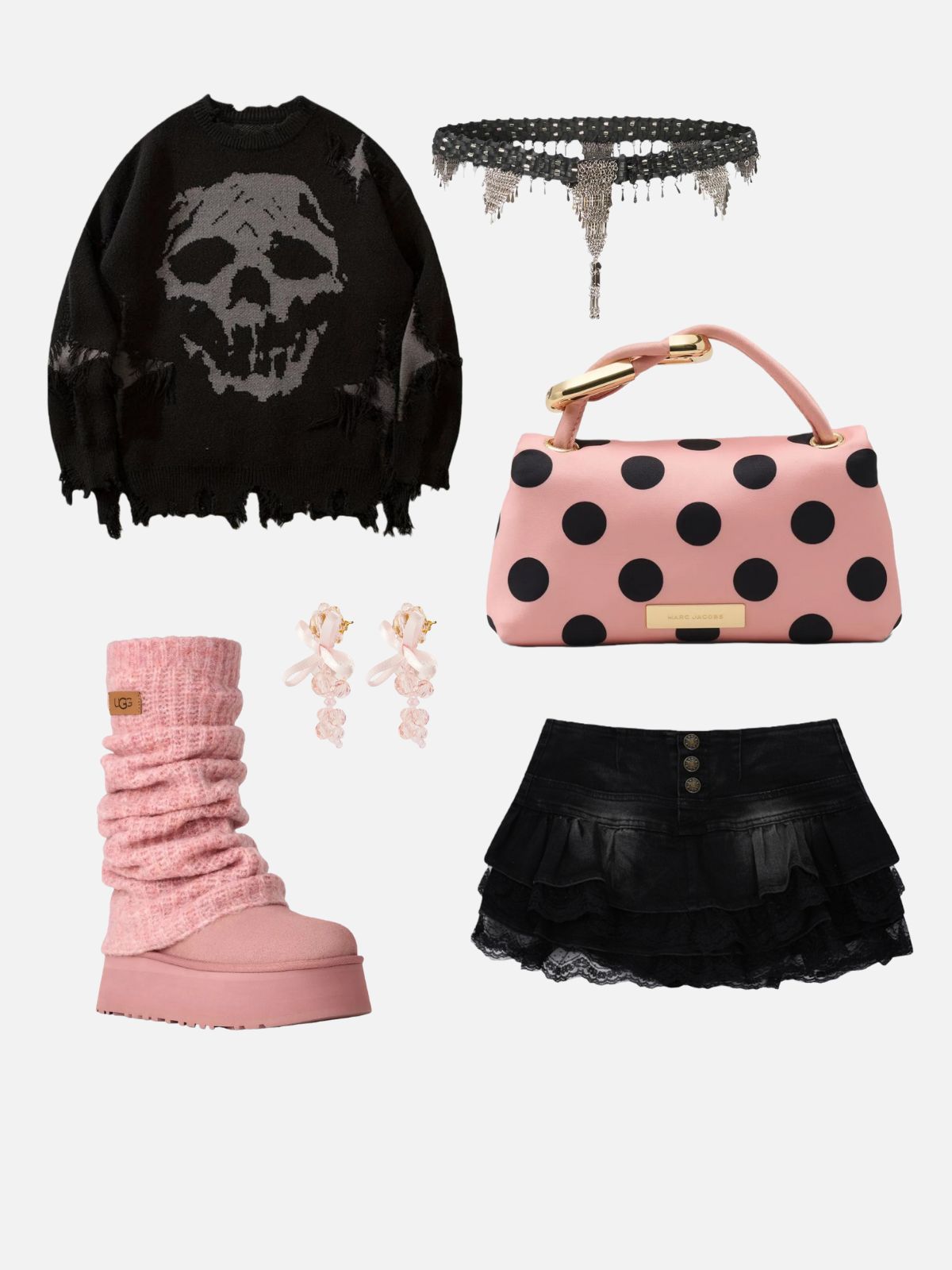 Haaura Distressed Skull Graphic Sweater