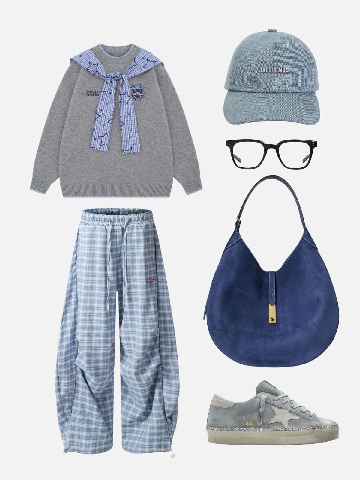 Haaura Plaid Drawstring Super Baggy Pants
