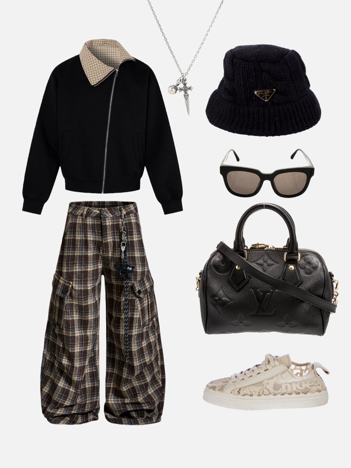 Haaura Plaid Lined Zip Up Jacket