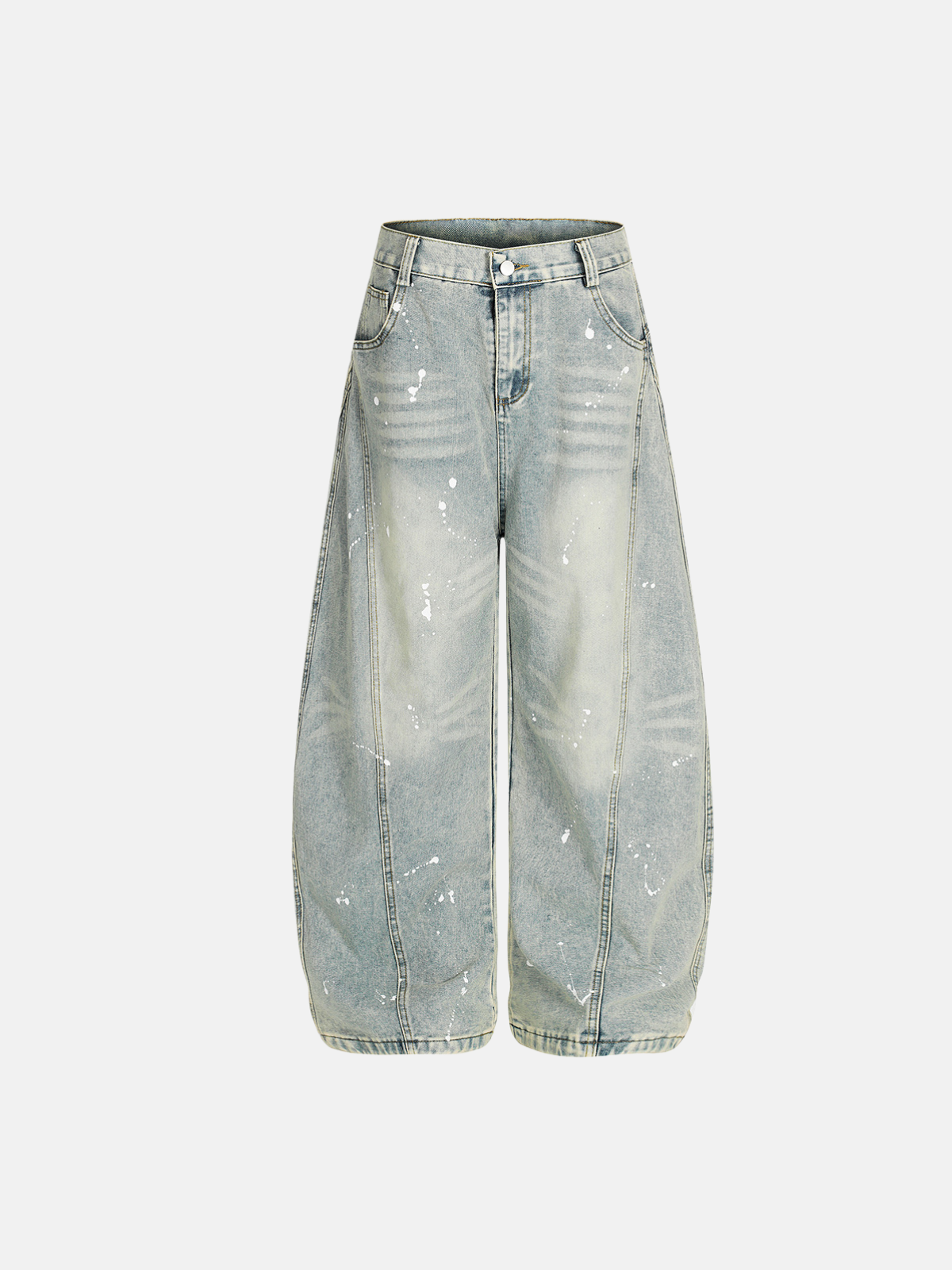 Haaura Splatter Washed Baggy Barrel Jeans