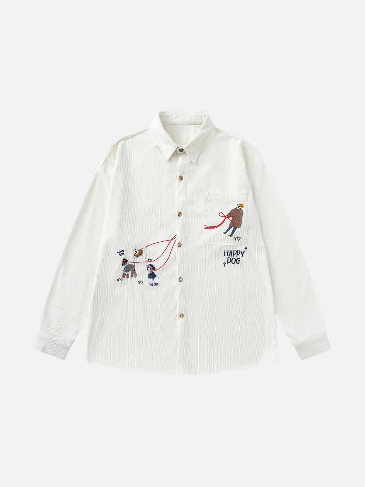Haaura “Happy Dog” Embroidered Corduroy Shirt