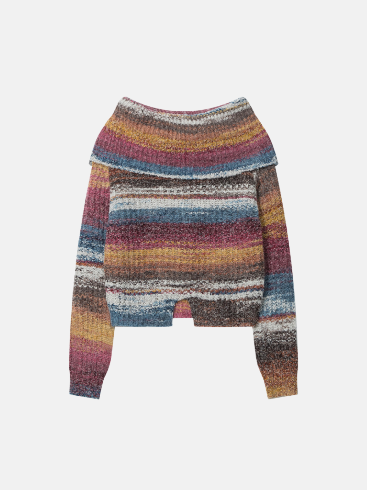 Haaura Cowl Neck Ombre Stripe Cropped Sweater