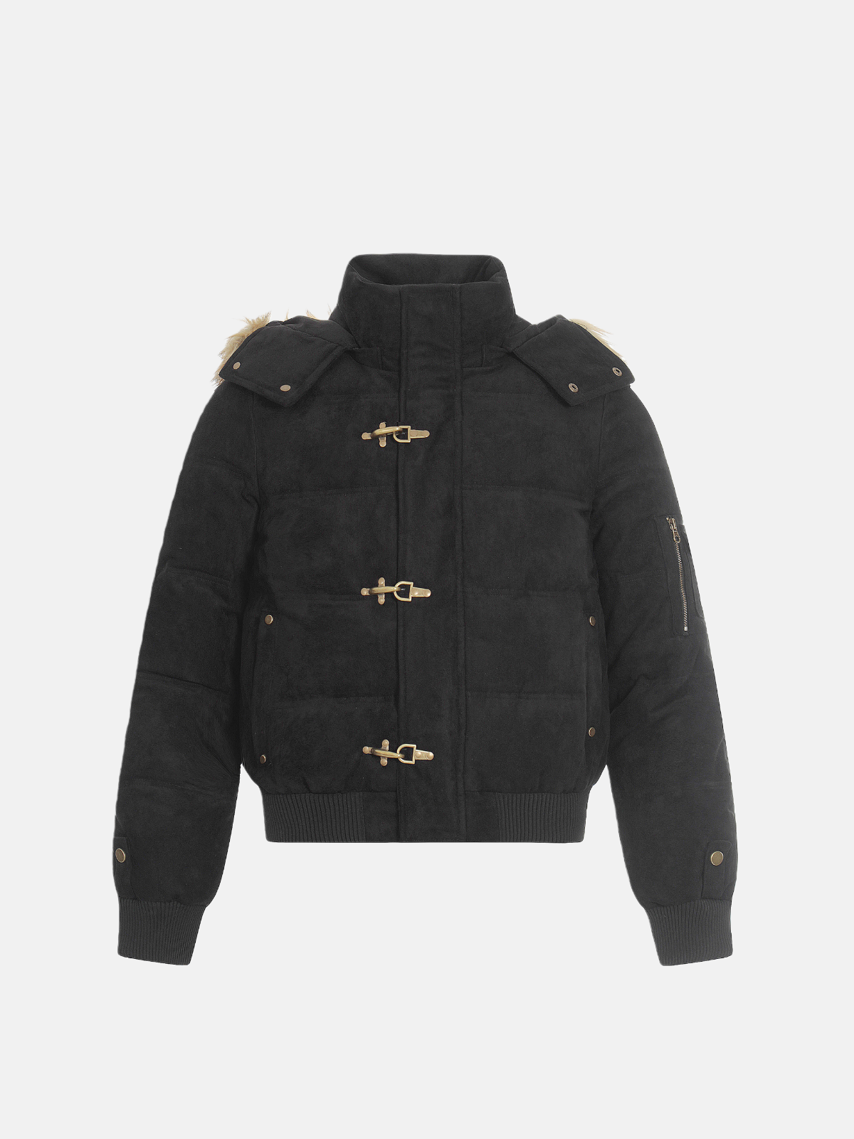 Haaura Faux Suede Metal Toggle Coat