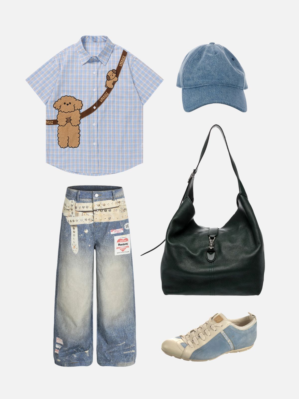 Haaura Puppy Pal Embroidered Plaid Shirt