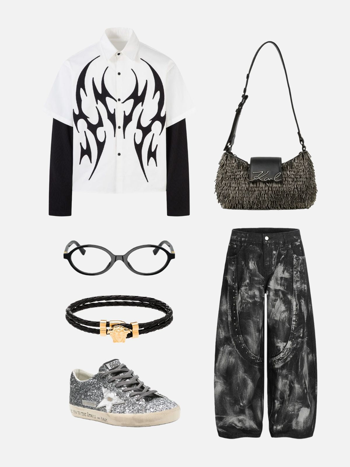 Haaura Tribal Panel Layered Long Sleeve Shirt