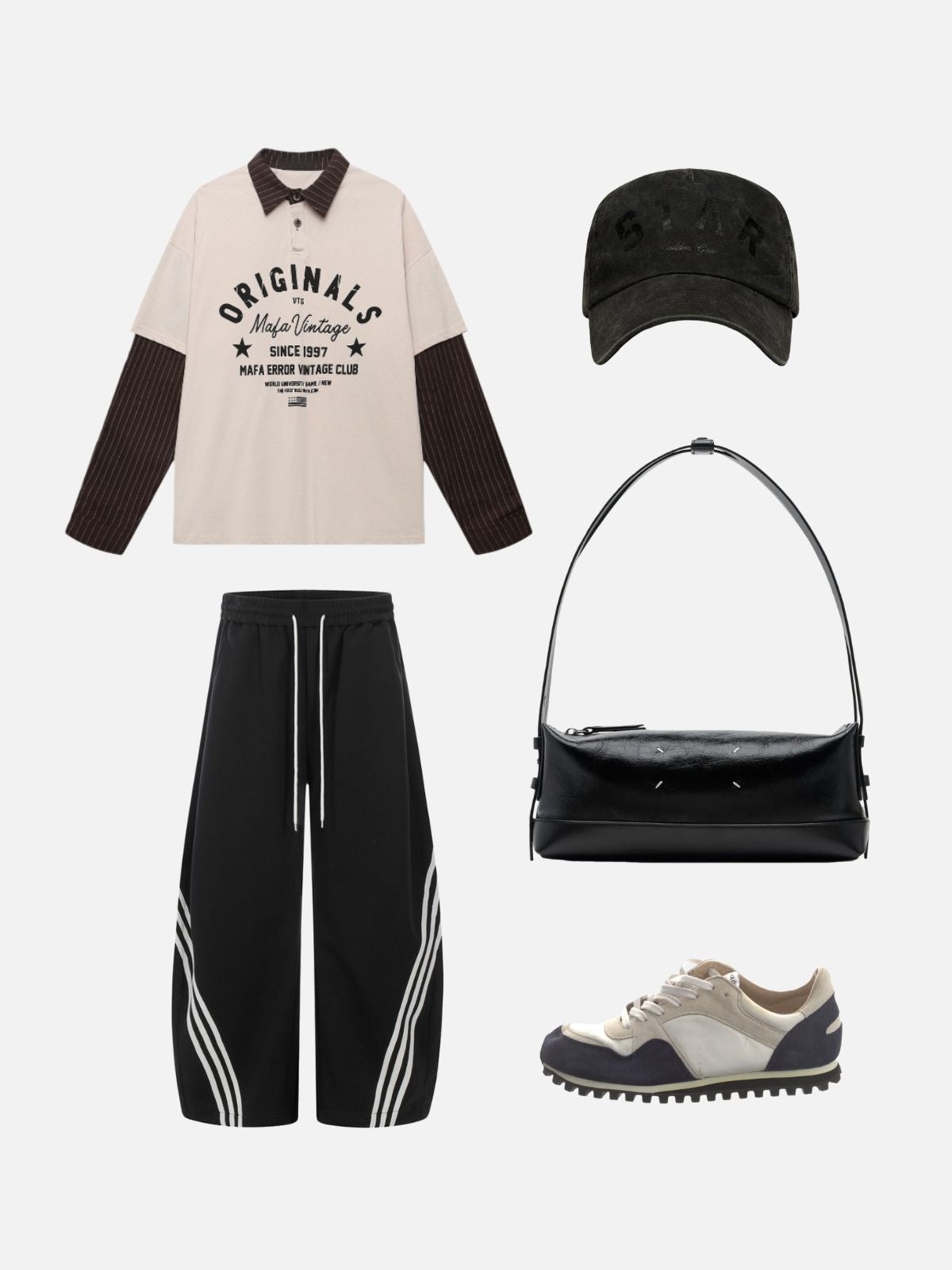 Haaura Contrast Panel Baggy Barrel Sweatpants