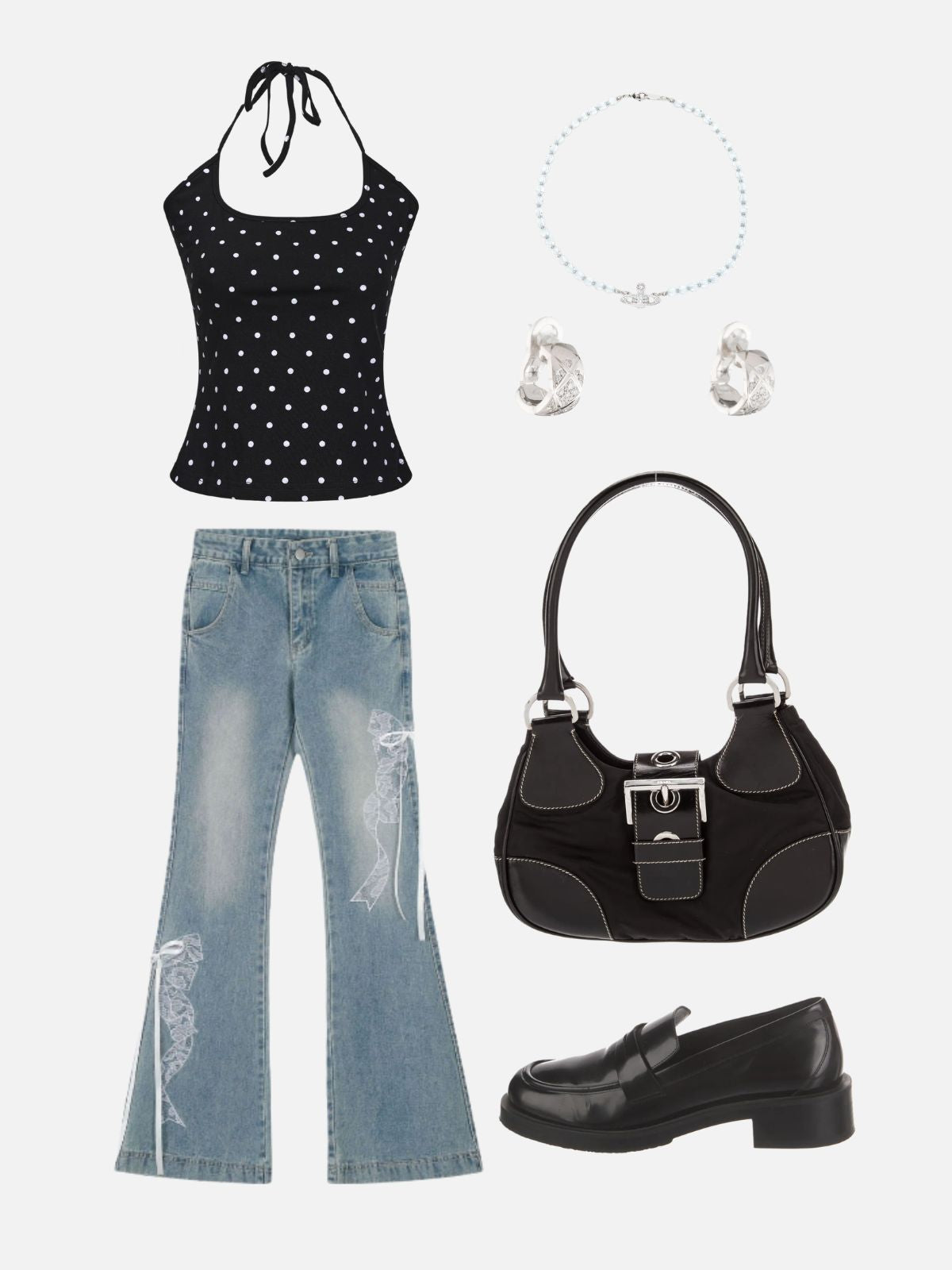 Haaura Polka Dot Halter Cami Top