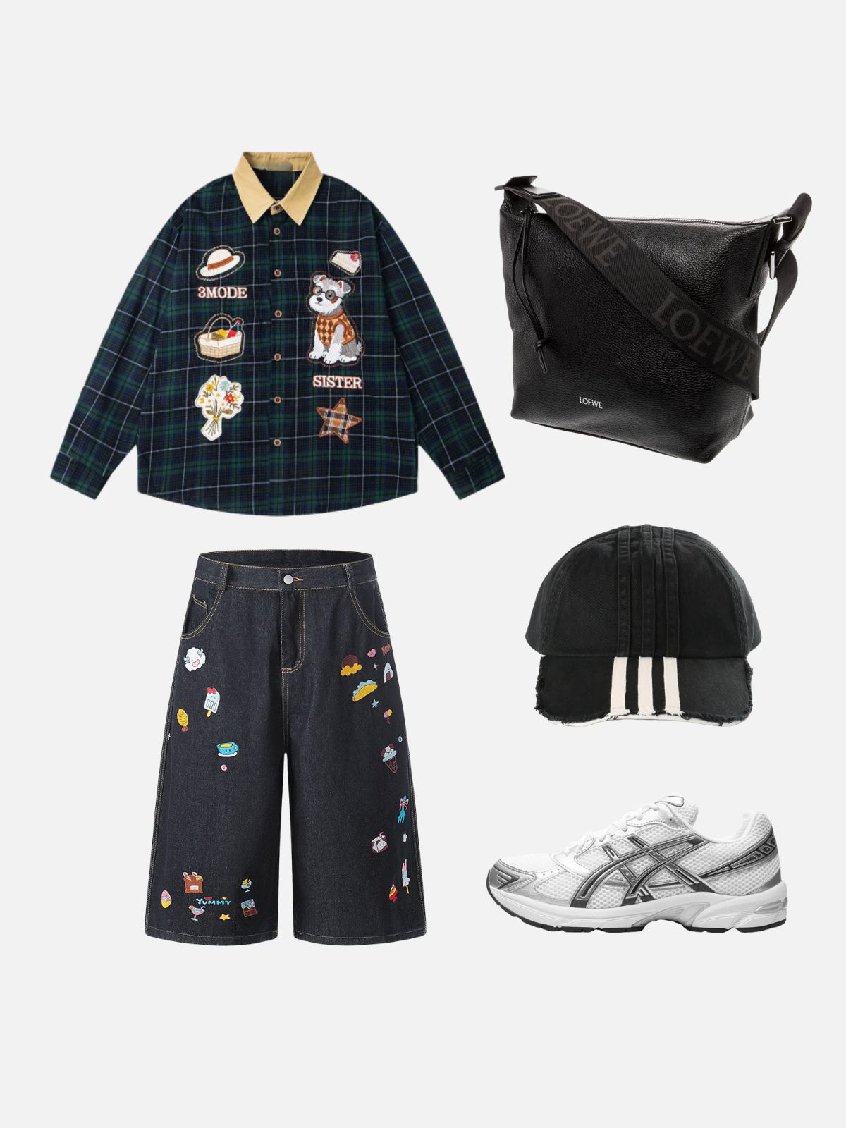 Haaura Cartoon Patch Longline Jorts