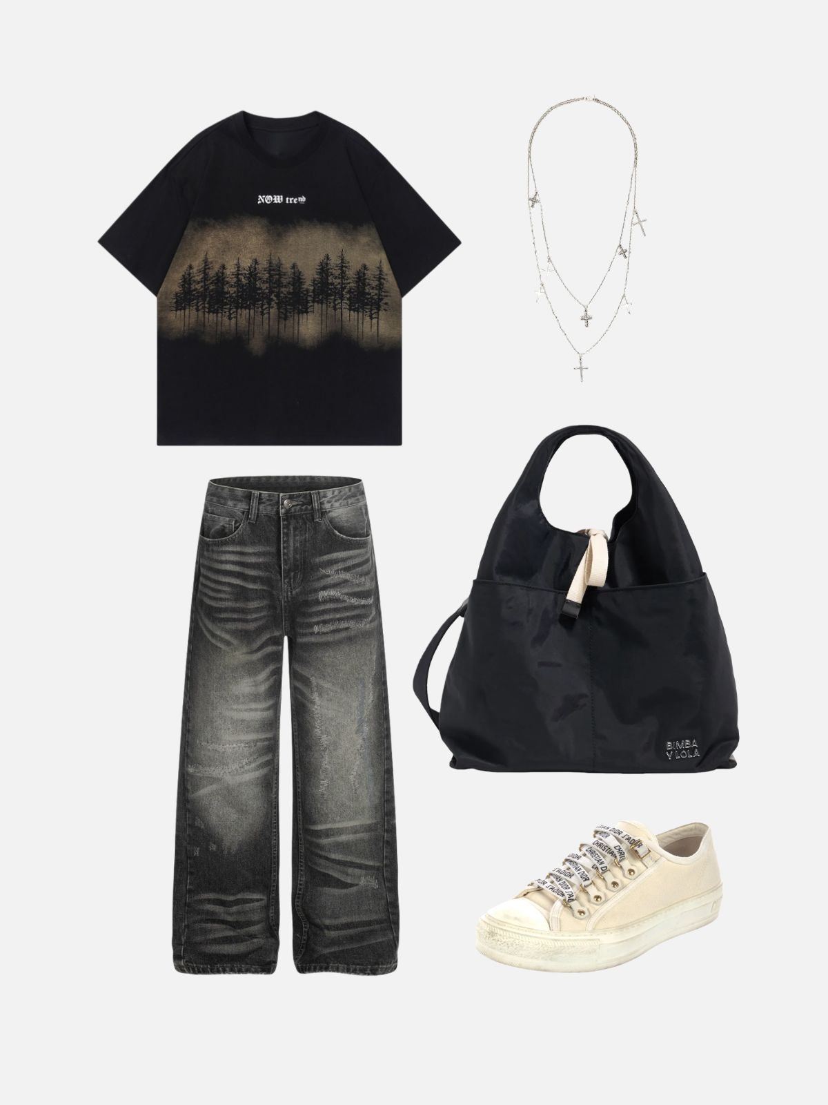 Haaura Distressed Washed Baggy Jeans
