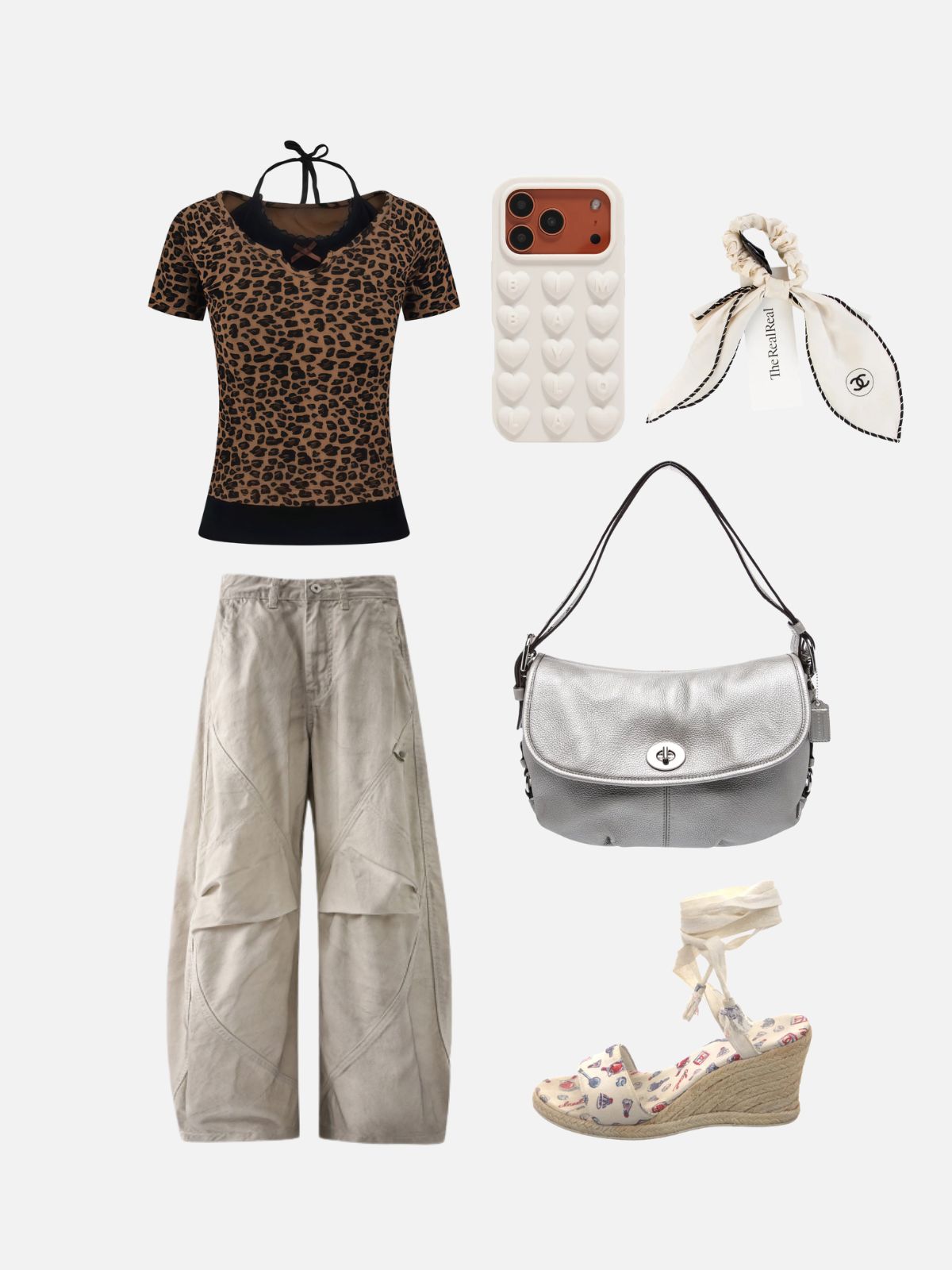 Haaura Leopard Halter Lace-Up Tee