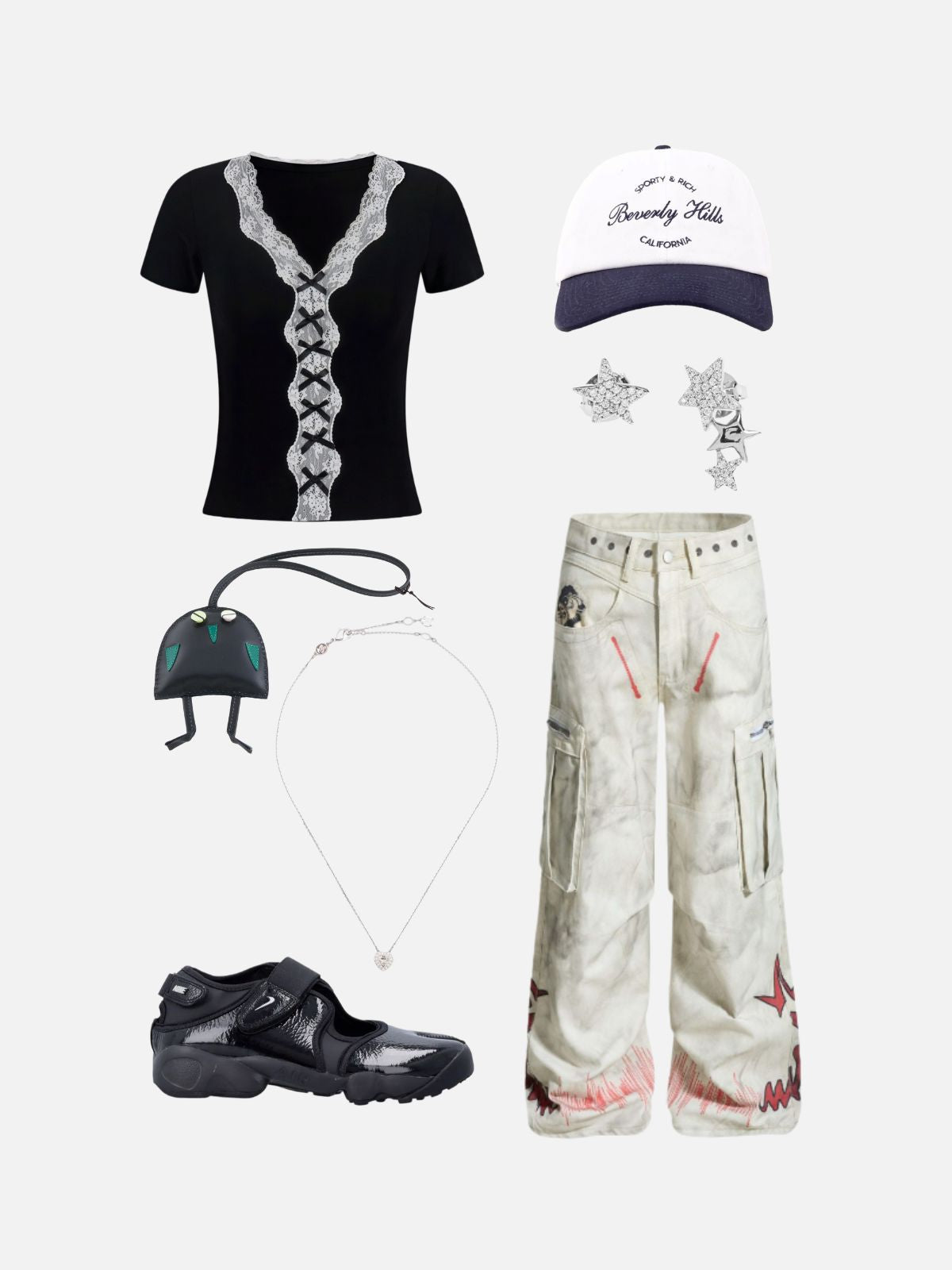 Haaura Lace Ribbon Trim Tee