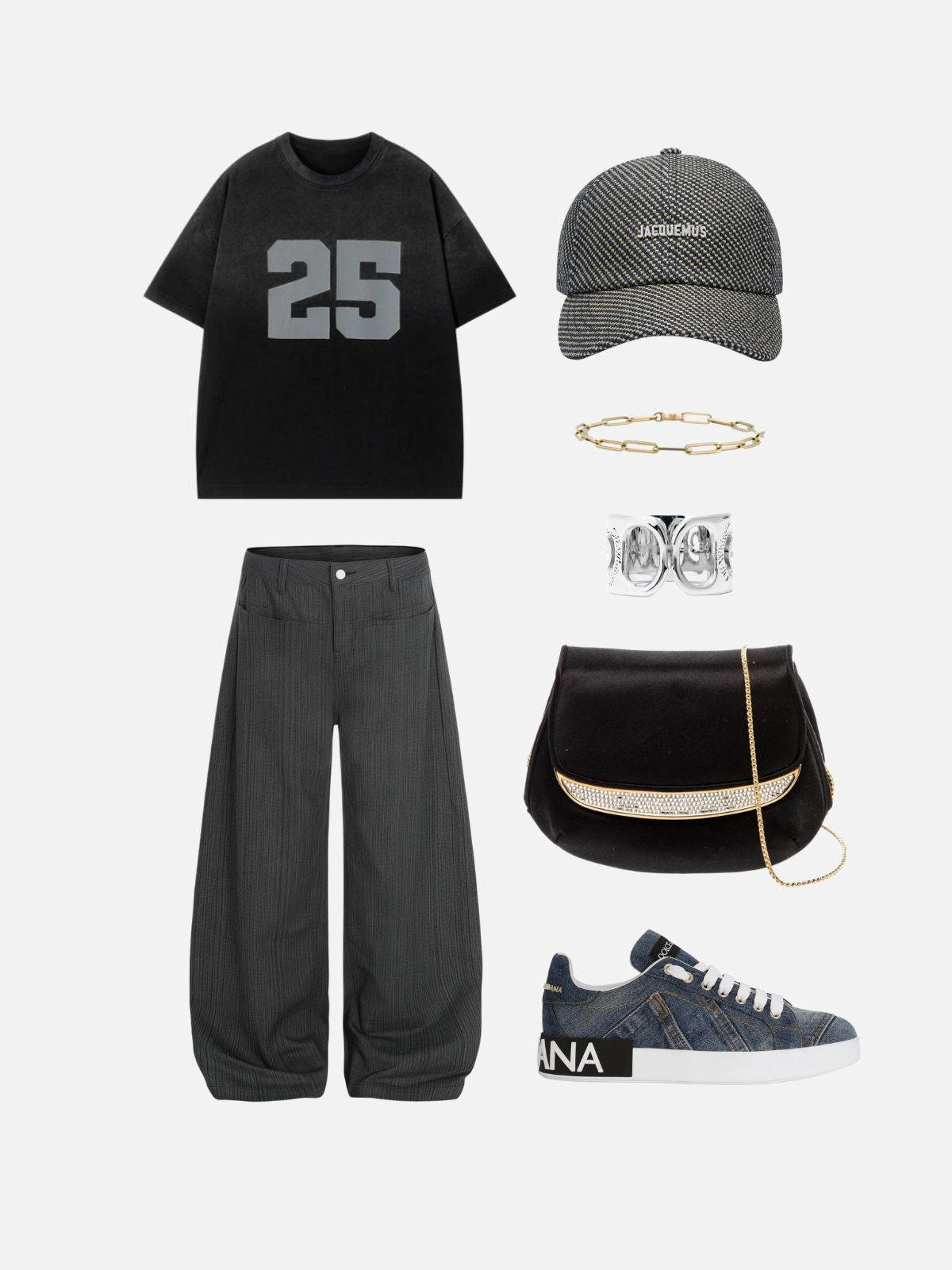 Haaura Texture Stripe Baggy Barrel Pants