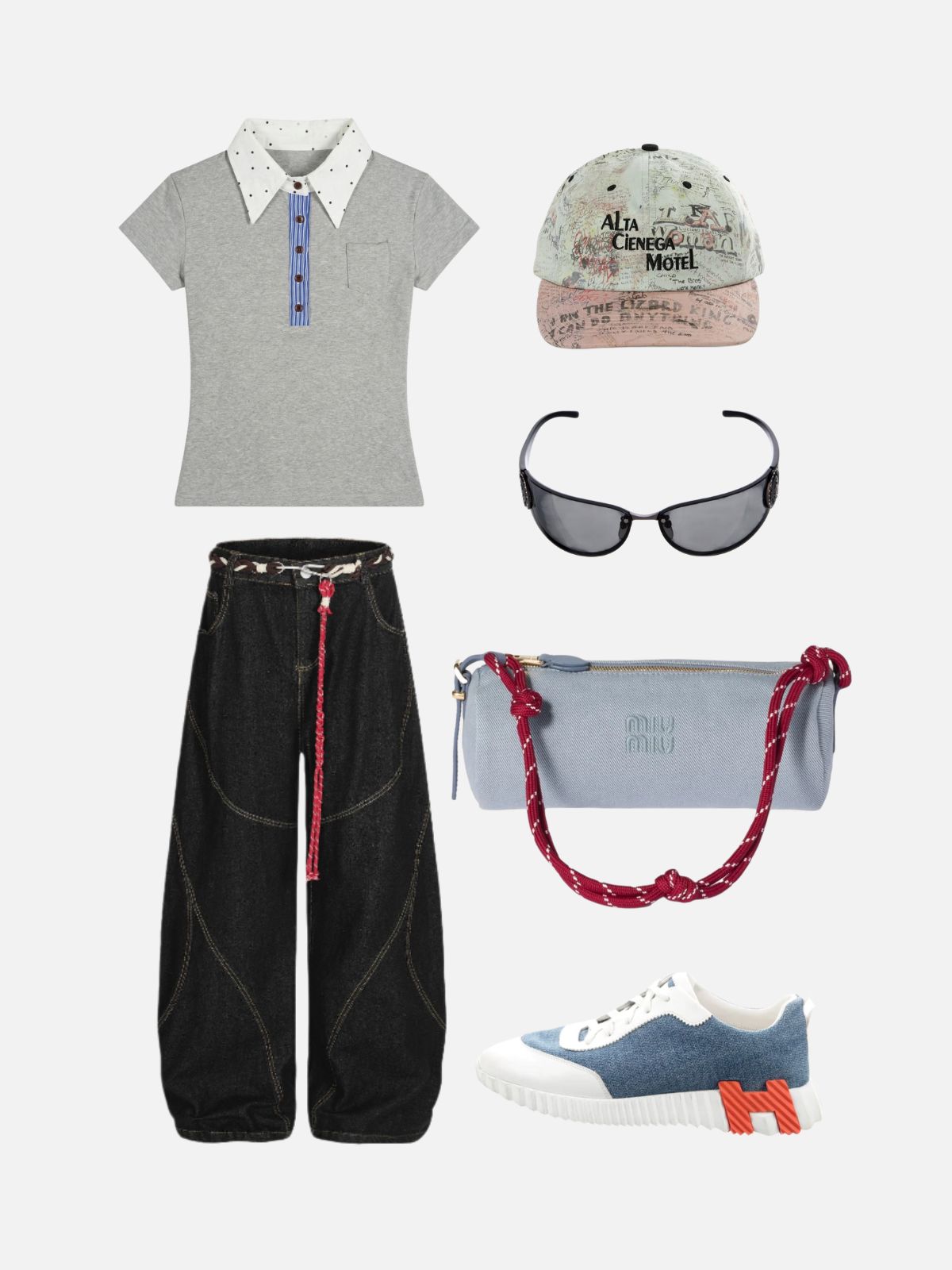 Haaura Polka Dot Collar Polo Tee
