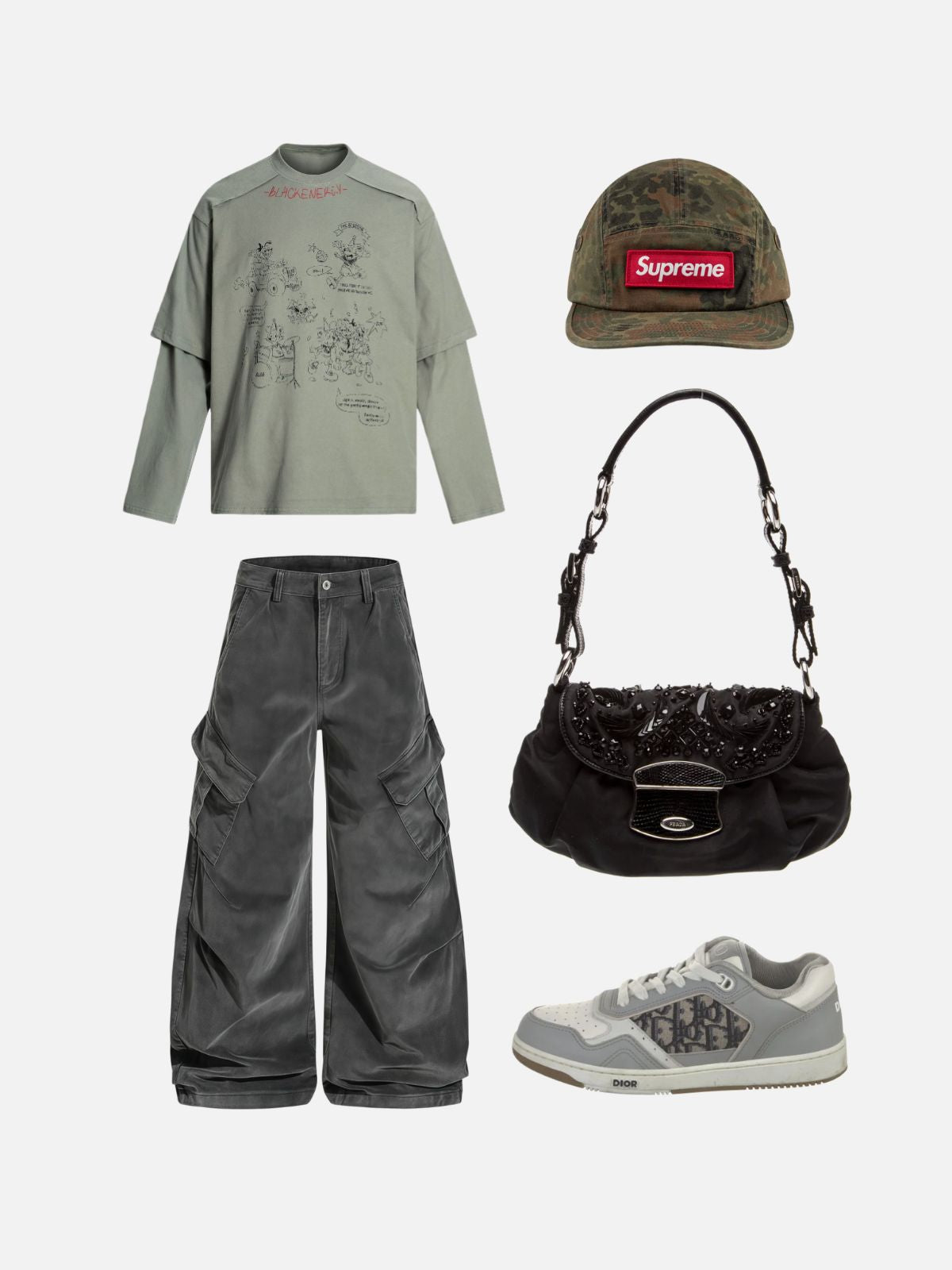 Haaura Corduroy Multi Pocket Baggy Barrel Pants