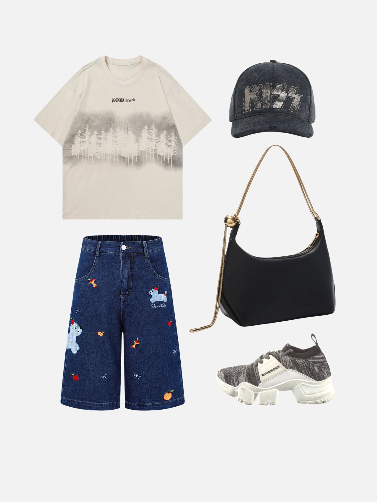 Haaura Dog Embroidery Jorts