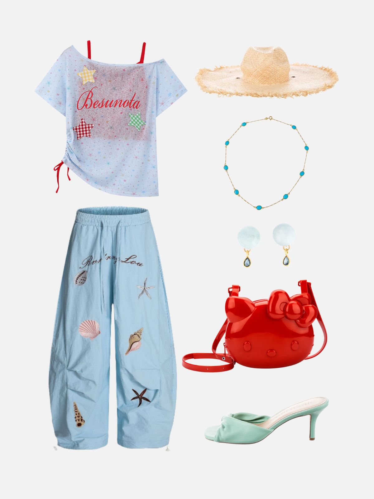Haaura Star Graphic Off-Shoulder Tee