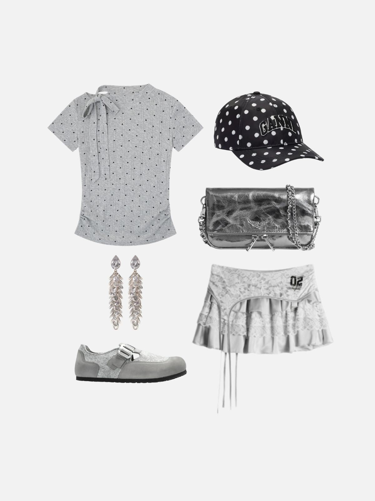 Haaura Polka Dot Asymmetric Tie Tee