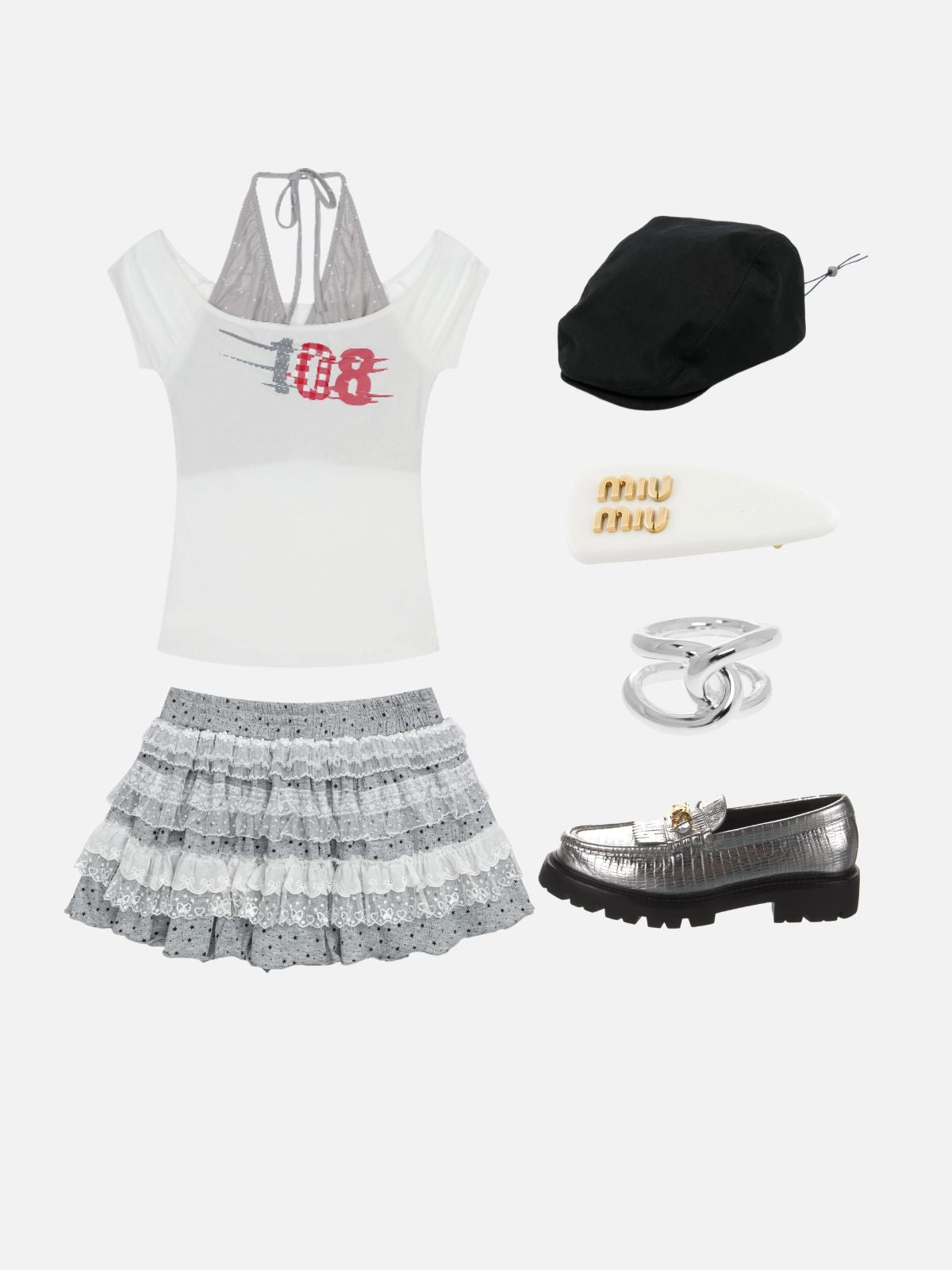 Haaura Star Lace Layered Skirt