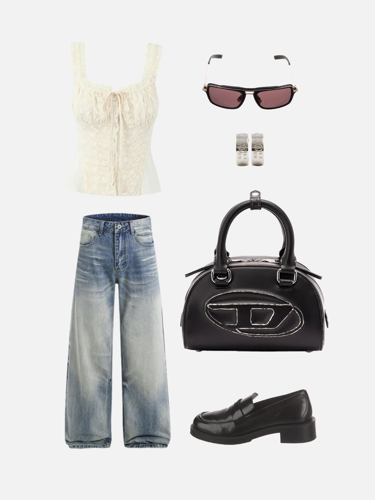 Haaura Floral Embroidered Lace Tie Front Cami Top