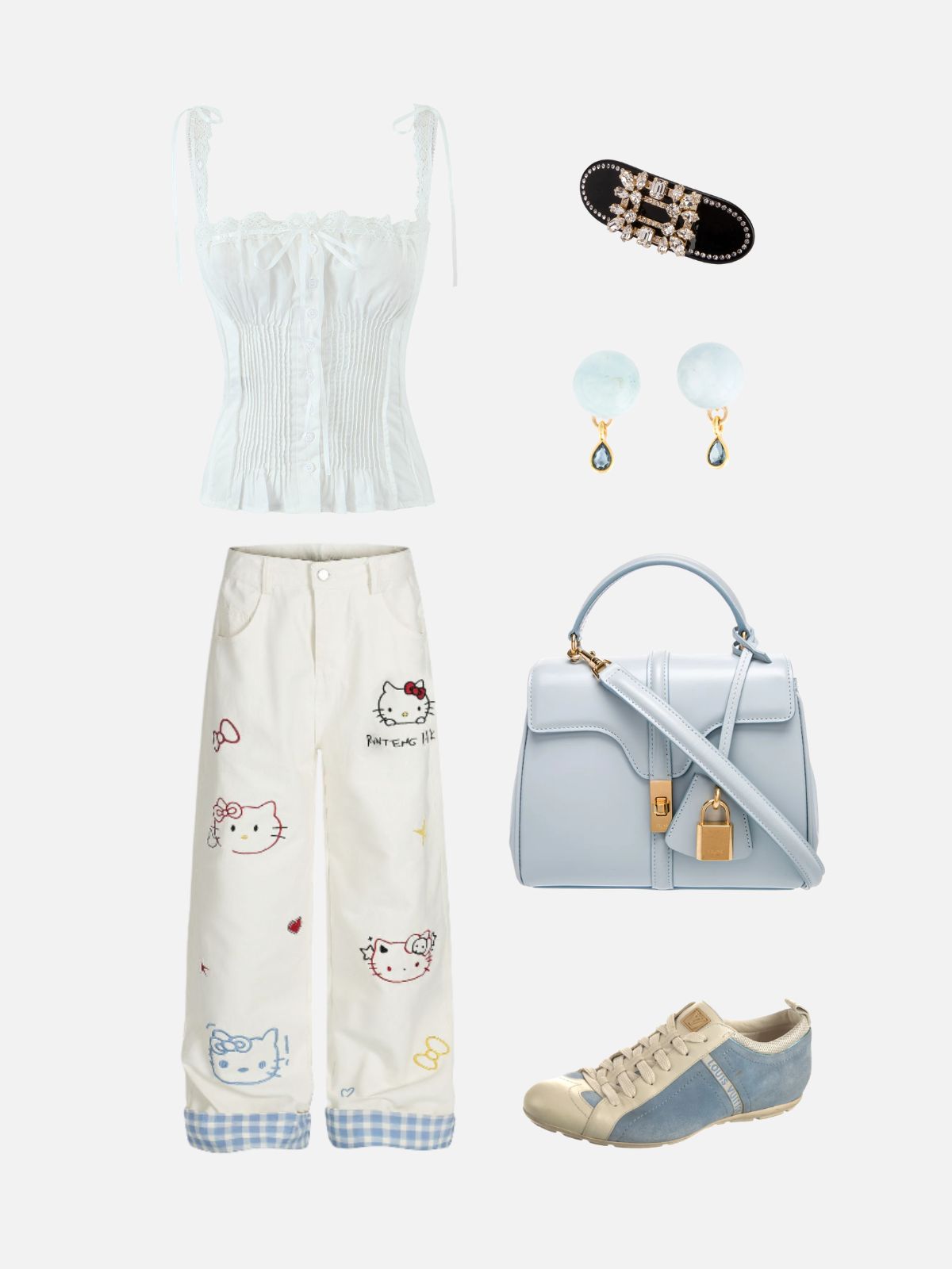 Haaura Lace Bow Tie Front Ruched Cami Top