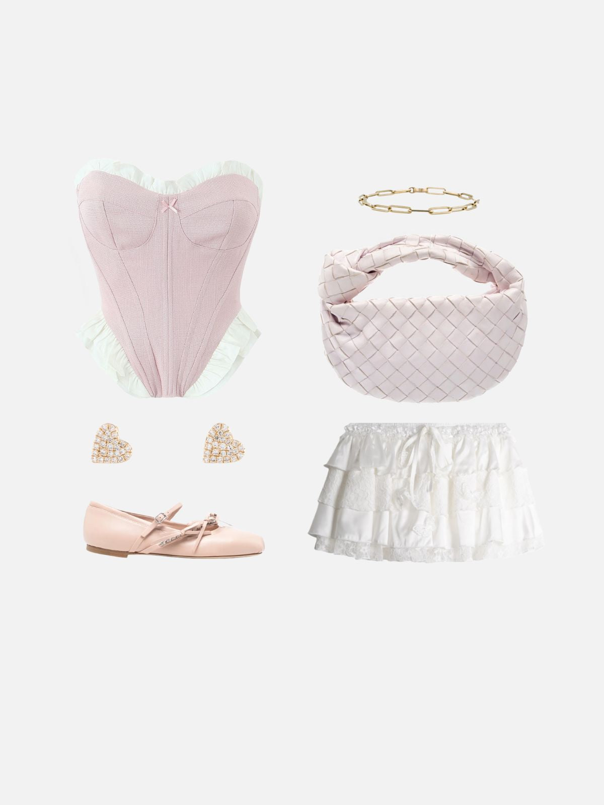 Haaura Heart-Shaped Ruffle Bow Corset Top