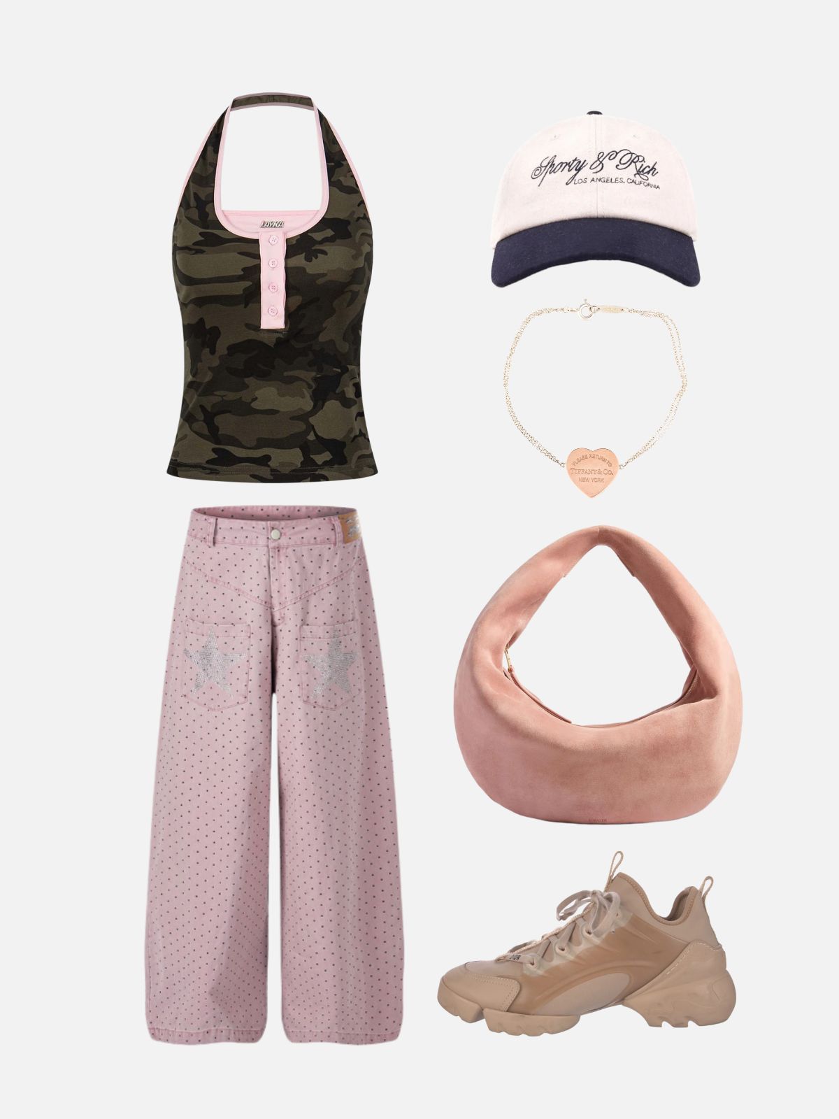 Haaura CAMO Contrast Halter Cami Top