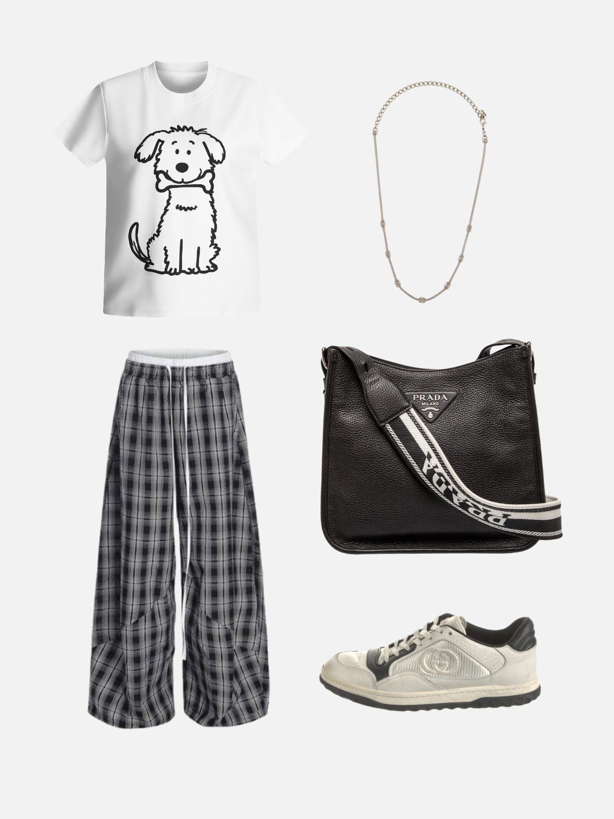Haaura Cartoon Dog with Bone Graphic Tee
