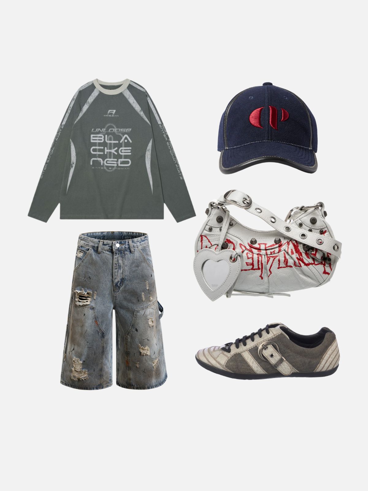 Haaura Distressed Paint-Splatter Cargo Jorts