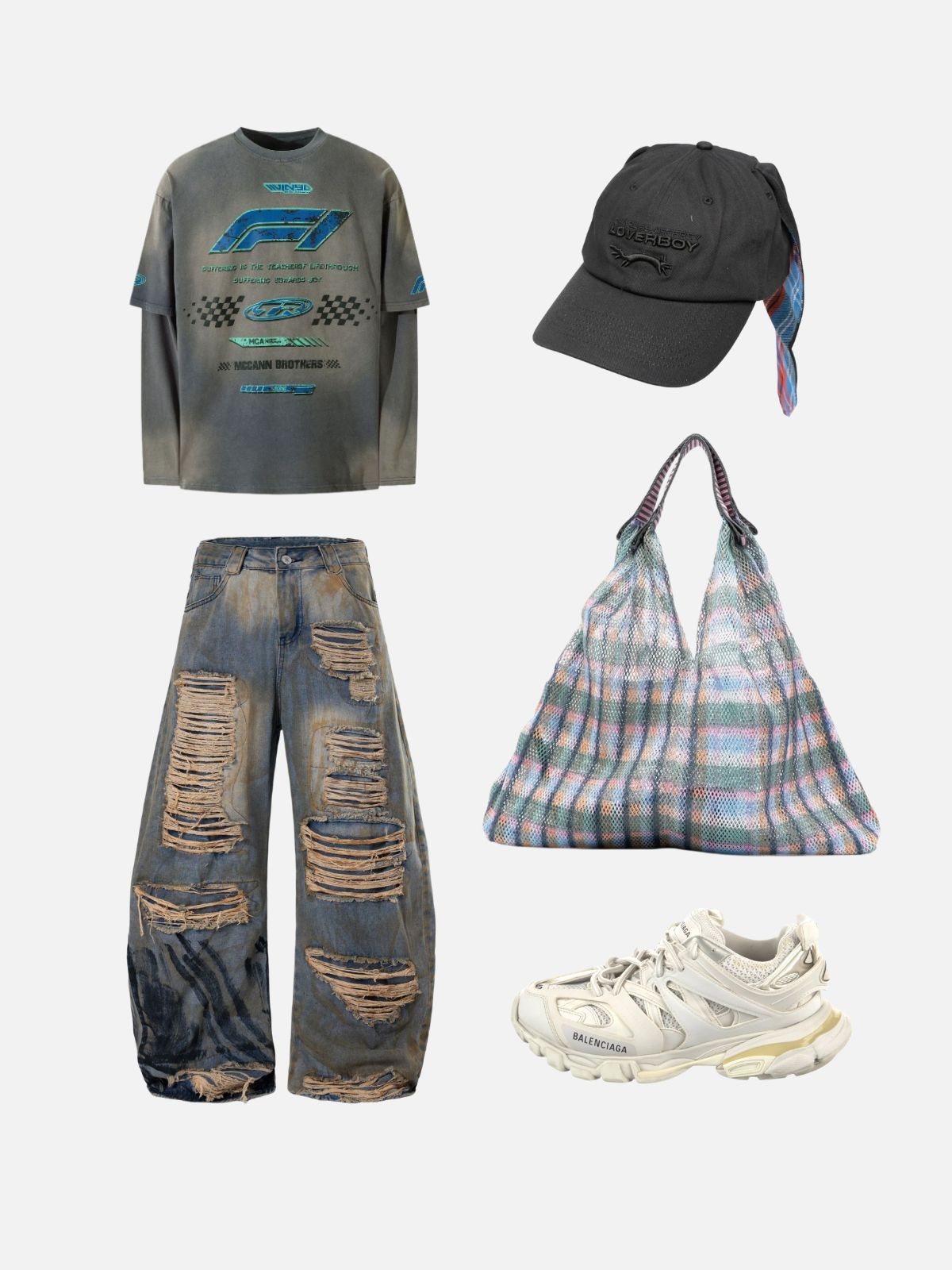 Haaura Distressed Washed Baggy Barrel Jeans
