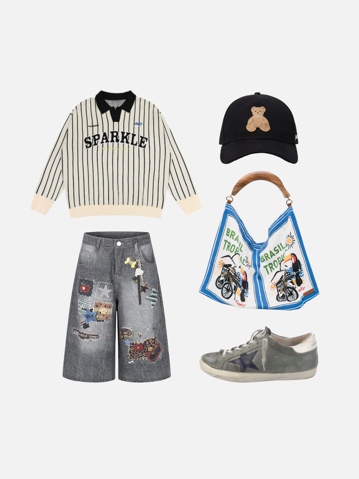 Haaura Rich Patchwork Washed Jorts