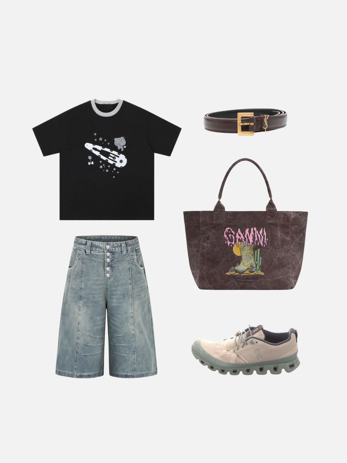 Haaura Button Fly Longline Jorts