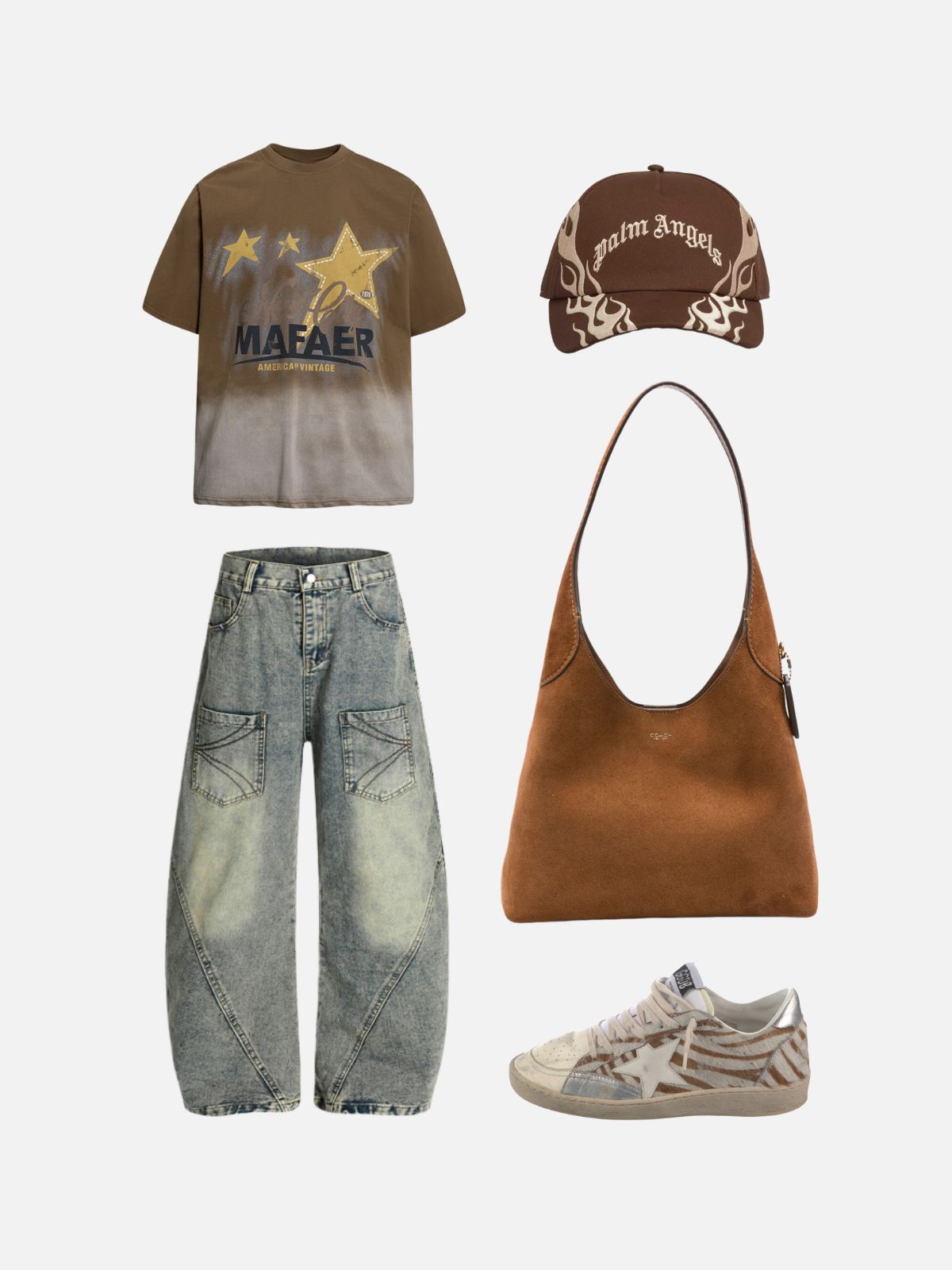 Haaura Gradient Vintage Star & Lettering Tee