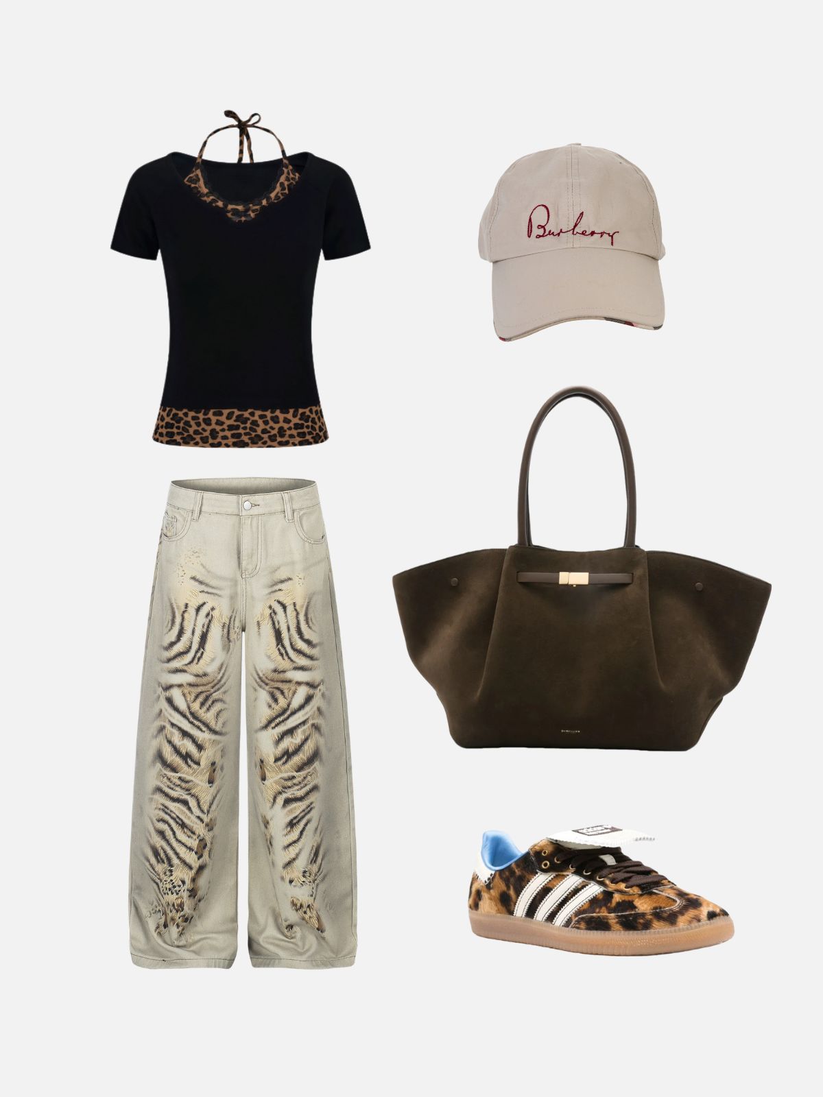 Haaura Tiger Print Baggy Jeans