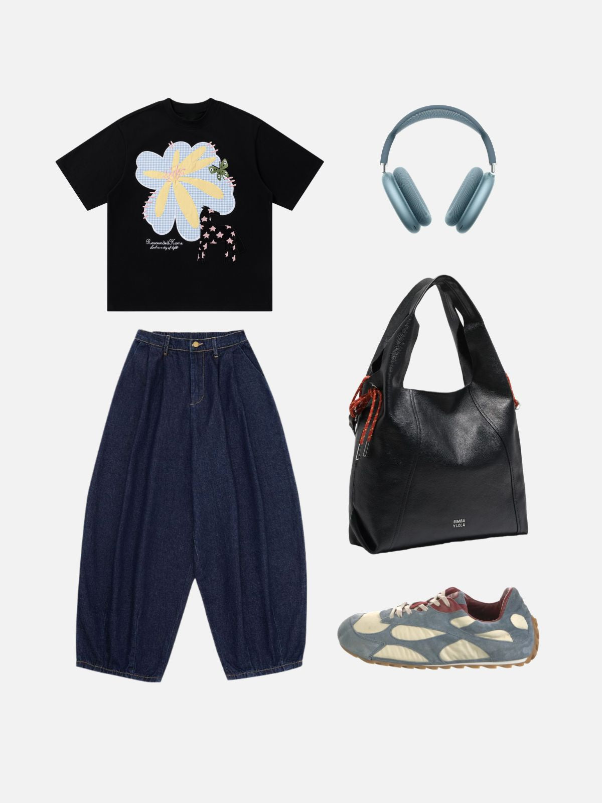 Haaura Checkered Floral Star Pony Graphic Tee