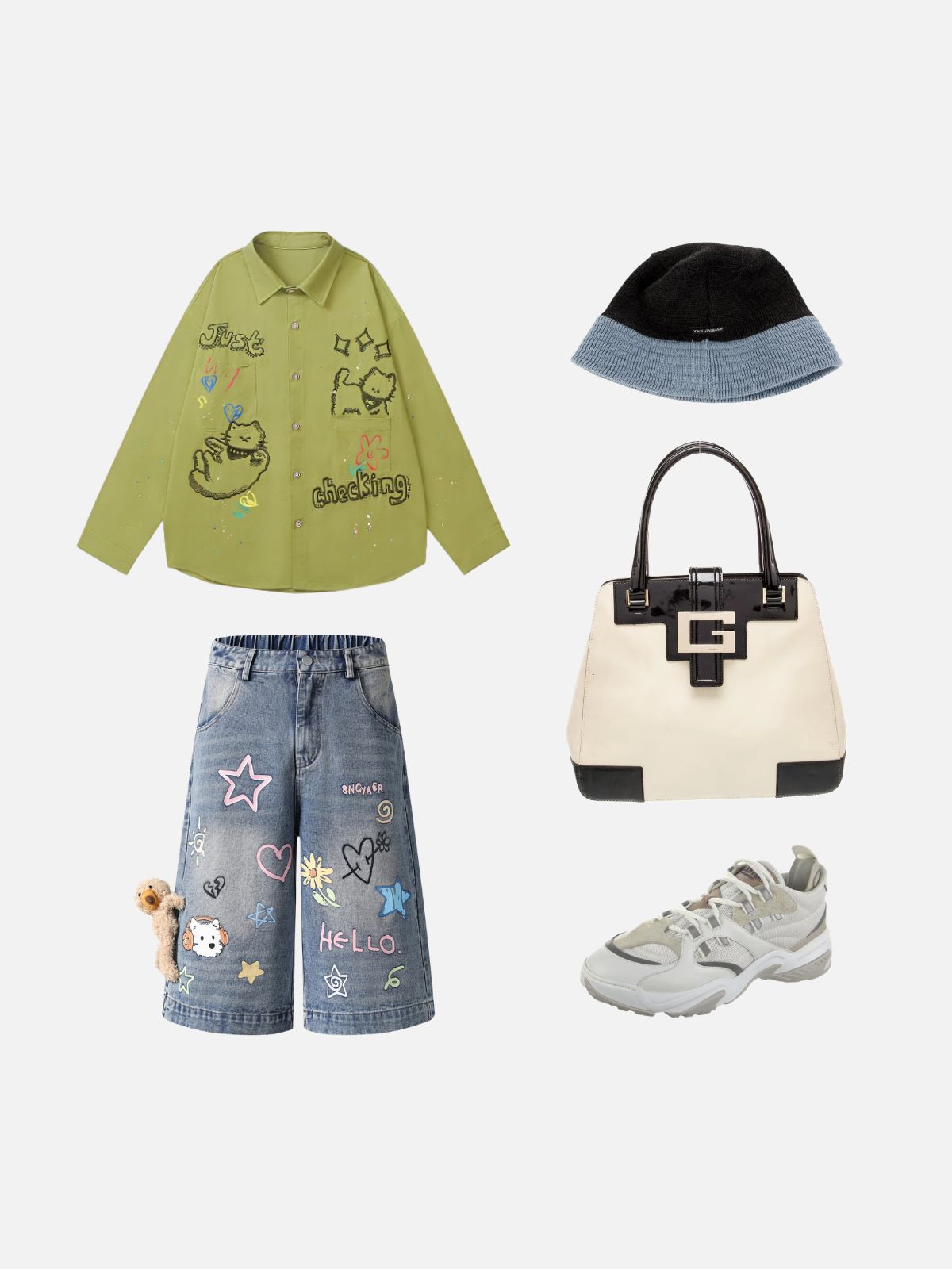 Haaura Plush Bear Accent Baggy Jorts