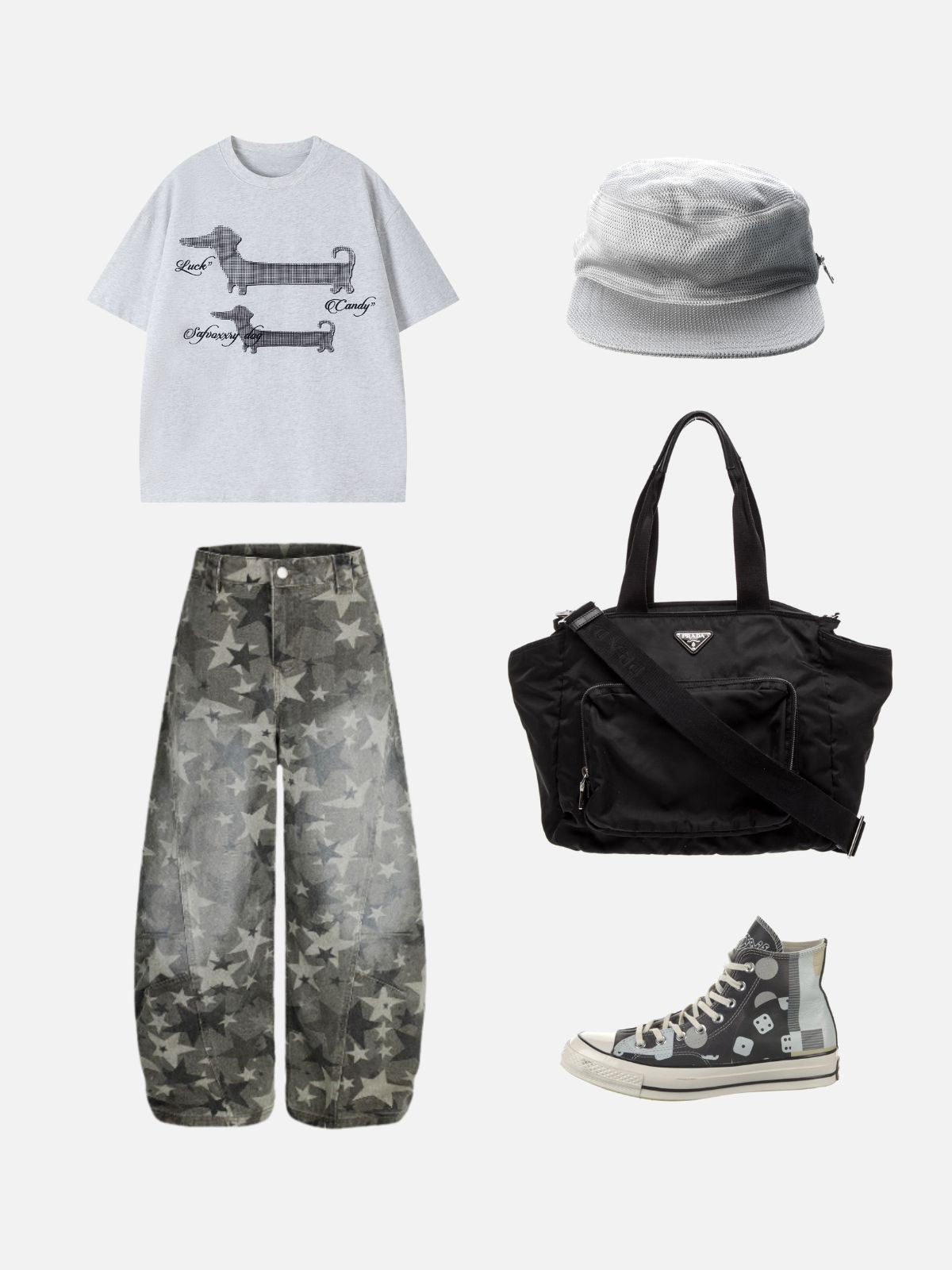 Haaura Boxy Dachshund Halftone Graphic Cropped Tee