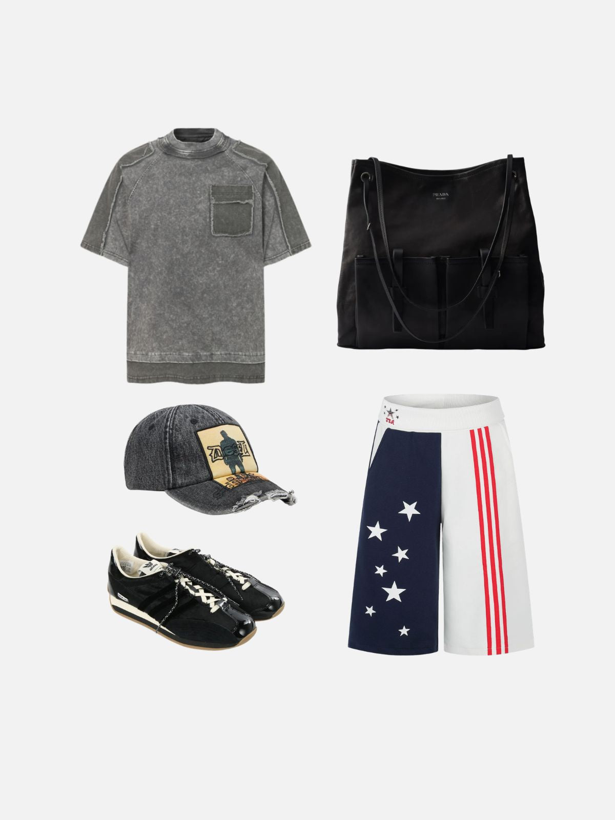 Haaura Flag Print Side Stripe Sports Shorts