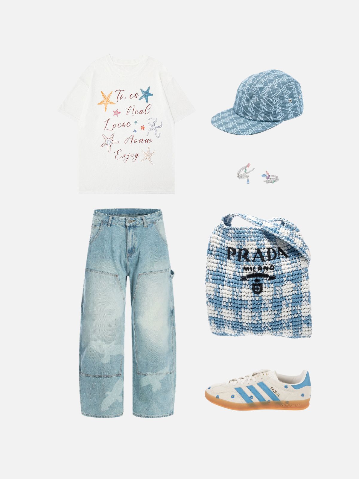 Haaura Ocean Starfish Print Crewneck Tee