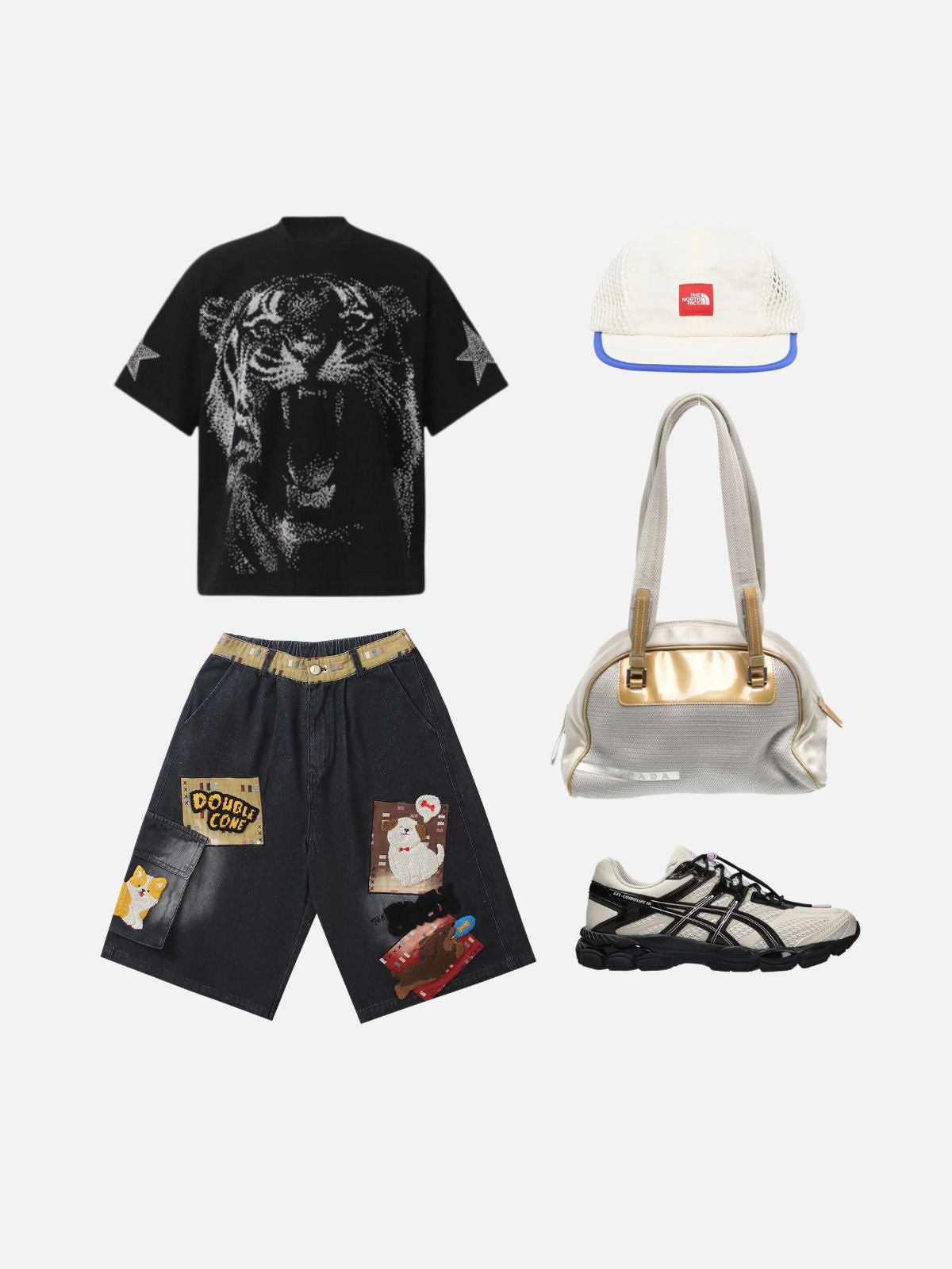 Haaura Baggy Towel Embroidery Jorts