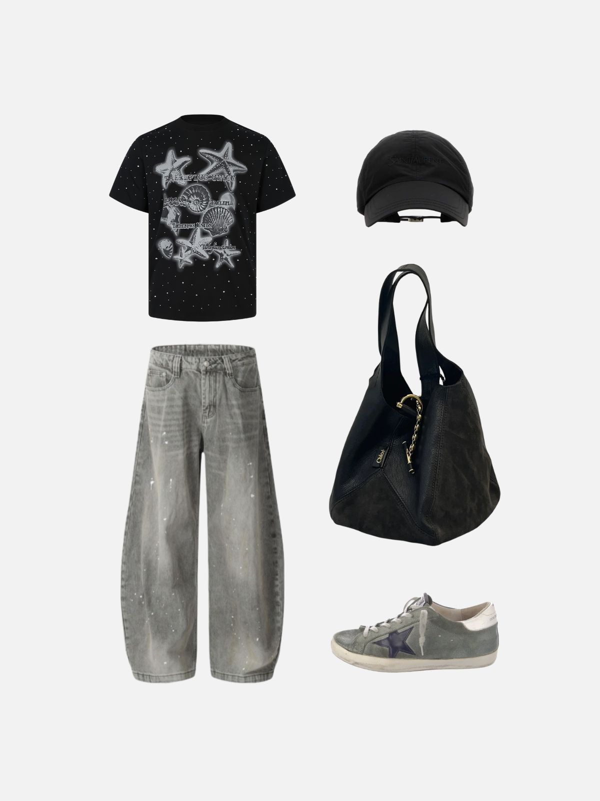 Haaura Vintage Rhinestone Seashell & Starfish Tee